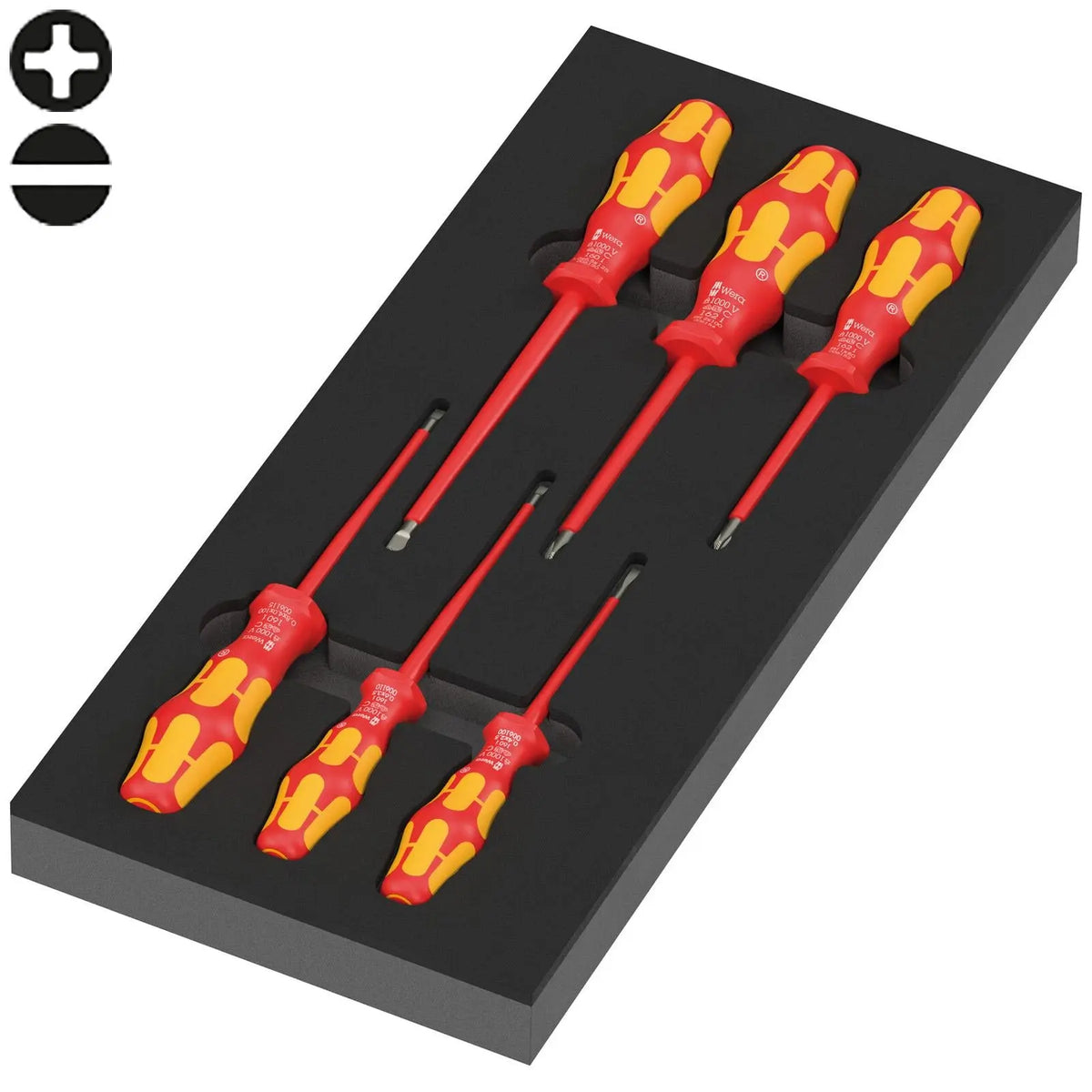 Wera 97110 Foam Insert Kraftform Series 100 VDE Screwdriver Set 1, 7 Pieces  White Rose Tools