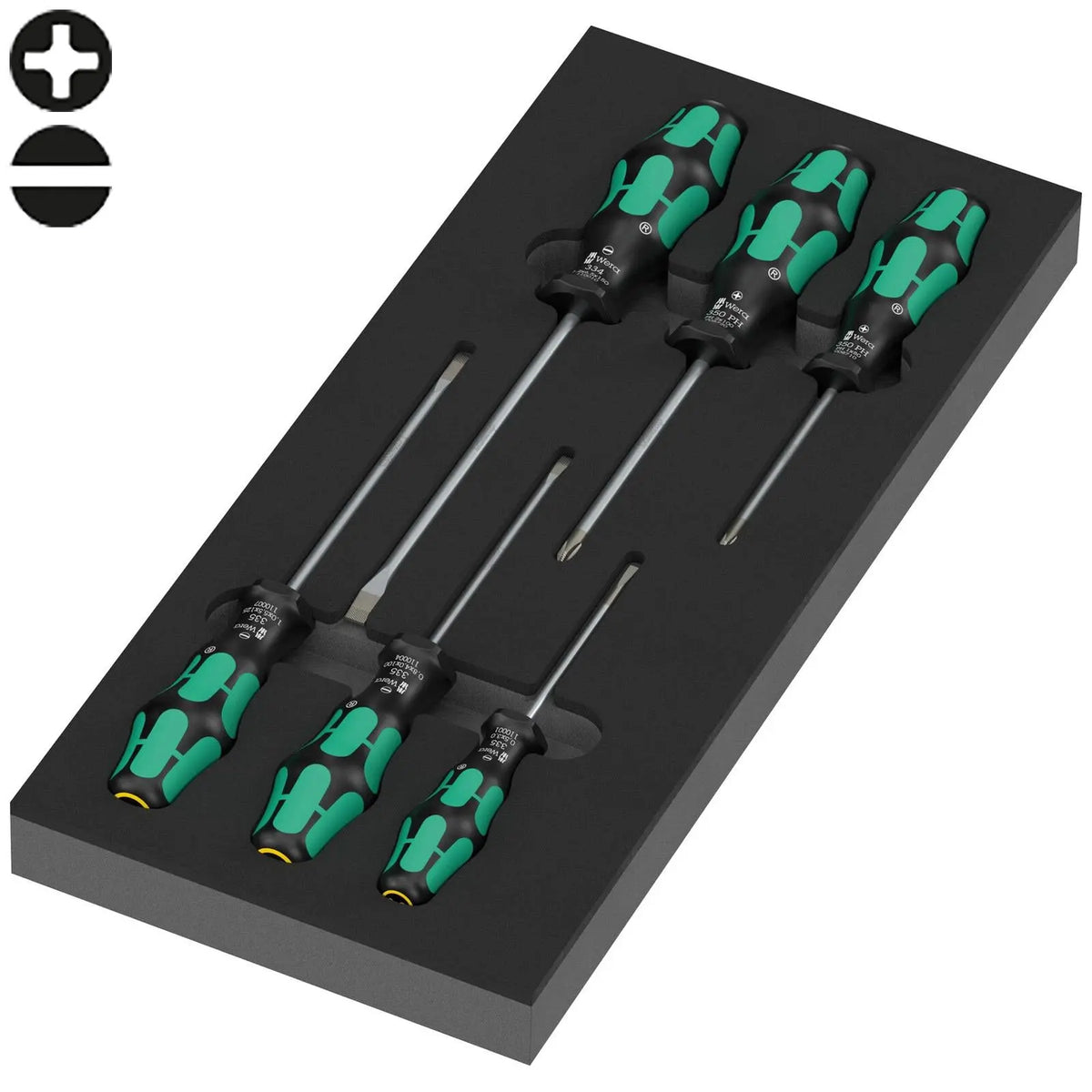 Wera 9717 Foam Insert Kraftform Series 300 Screwdriver Set 1, 7 Pieces  White Rose Tools