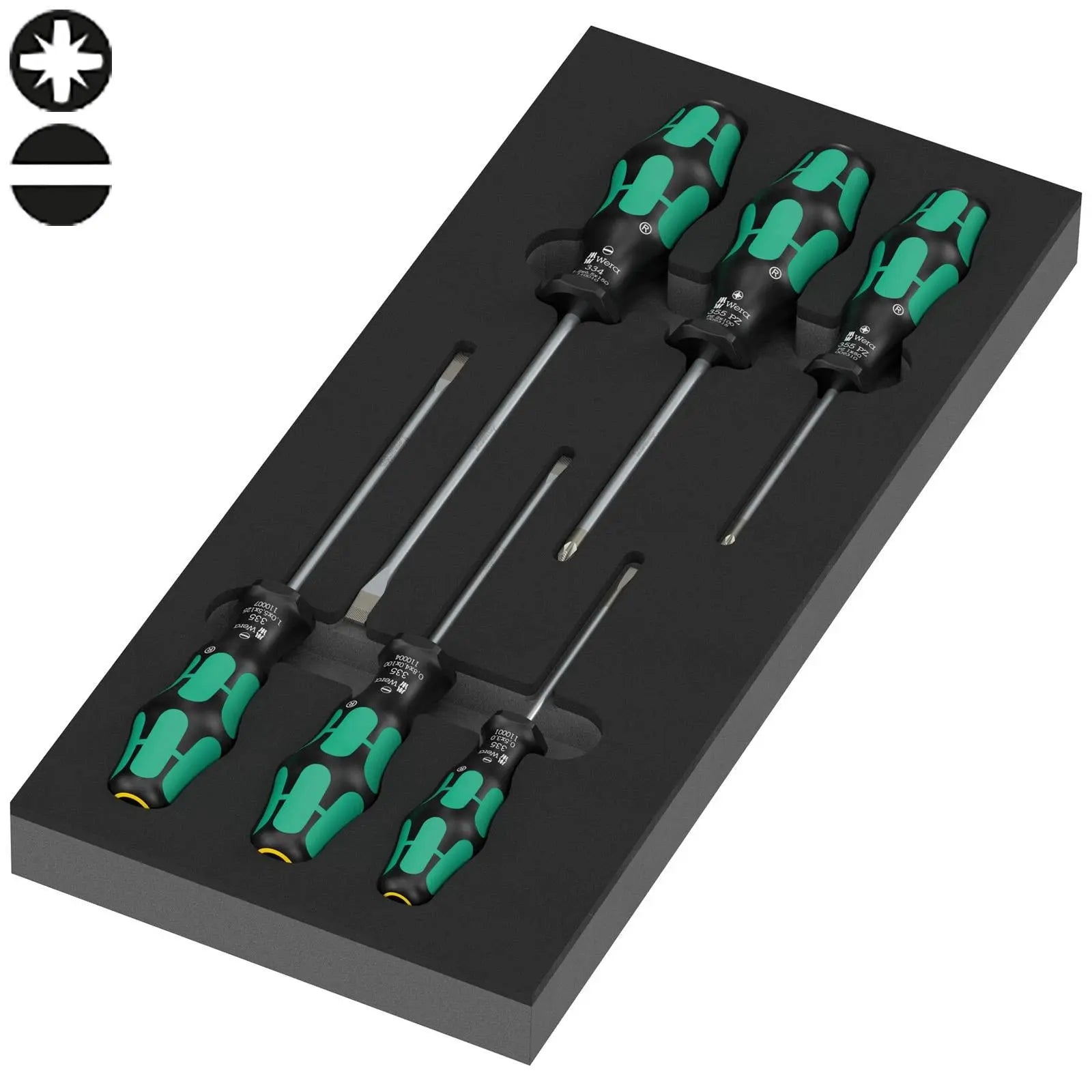 Wera 9718 Foam Insert Kraftform Series 300 Screwdriver Set 2, 7 Pieces  White Rose Tools