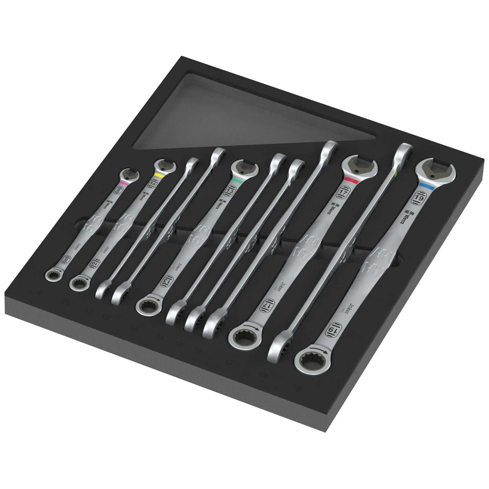 Wera 9735 Foam Insert 6007 Joker Set 1 Ratchet Combination Spanners Long Design 8-19mm 12 Pieces  White Rose Tools