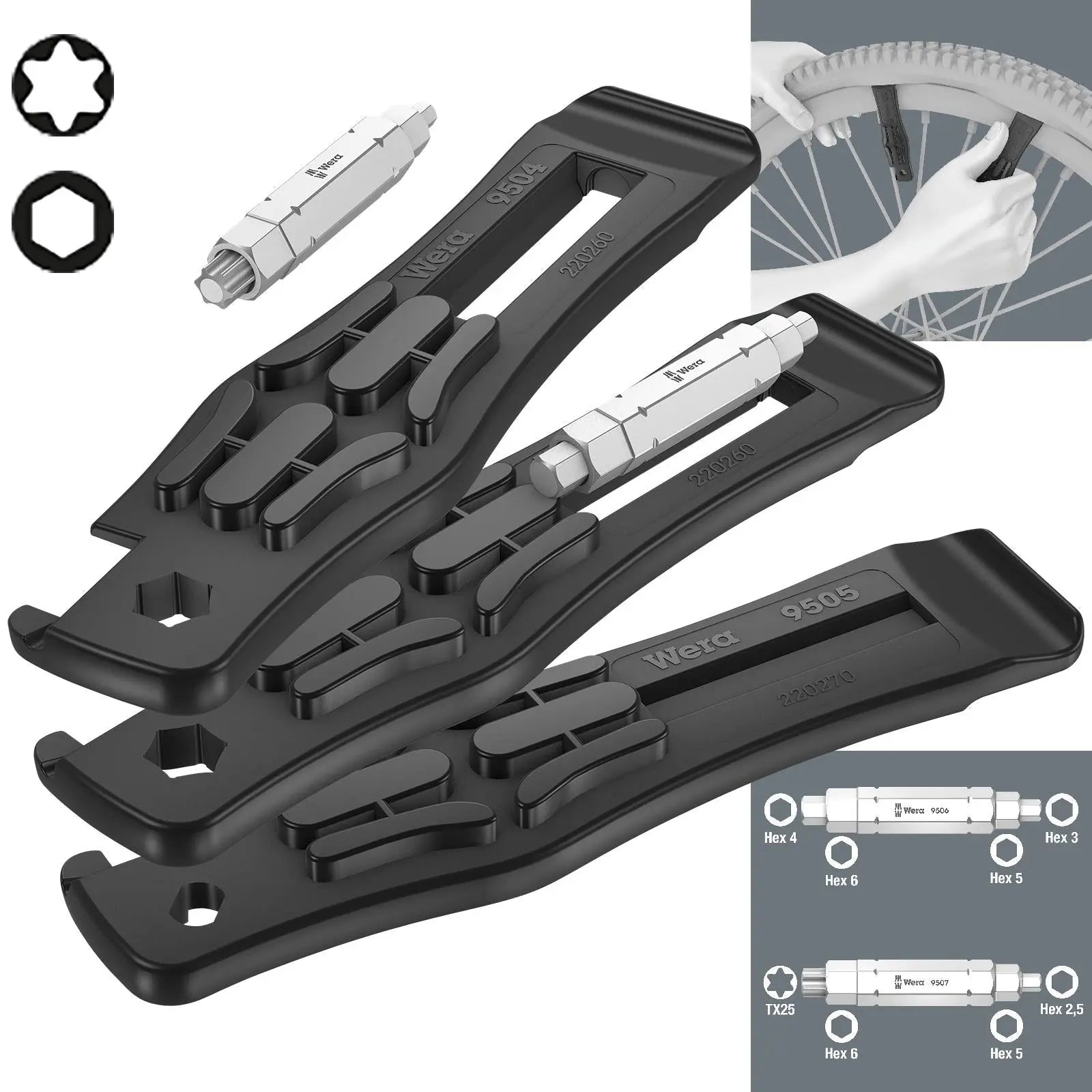 Wera Bicycle Set 15 Tyre Levers Screwdriver Hex Torx 15 Pieces 