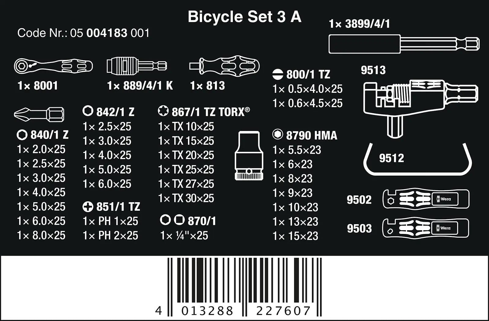 Wera Bicycle Set 3 A 40 Pieces Maintenance Workshop Kit Screwdriver Ratchet Tyre Levers  White Rose Tools