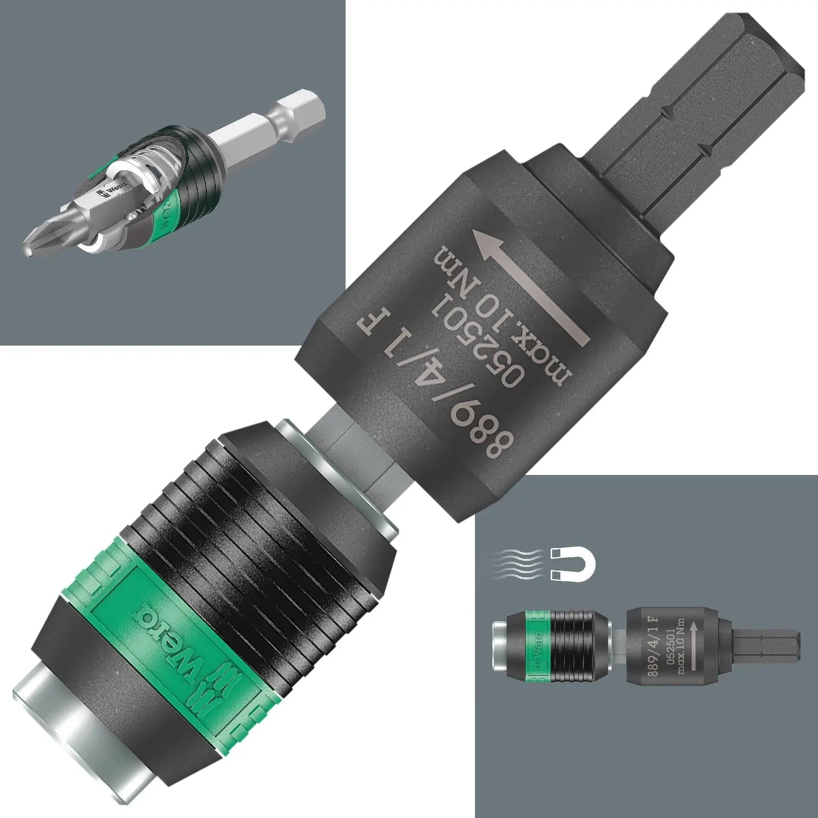 Wera Bit Holder Rapidaptor Free Running for Torque Screwdrivers with Pistol Handle 899/4/1 F 