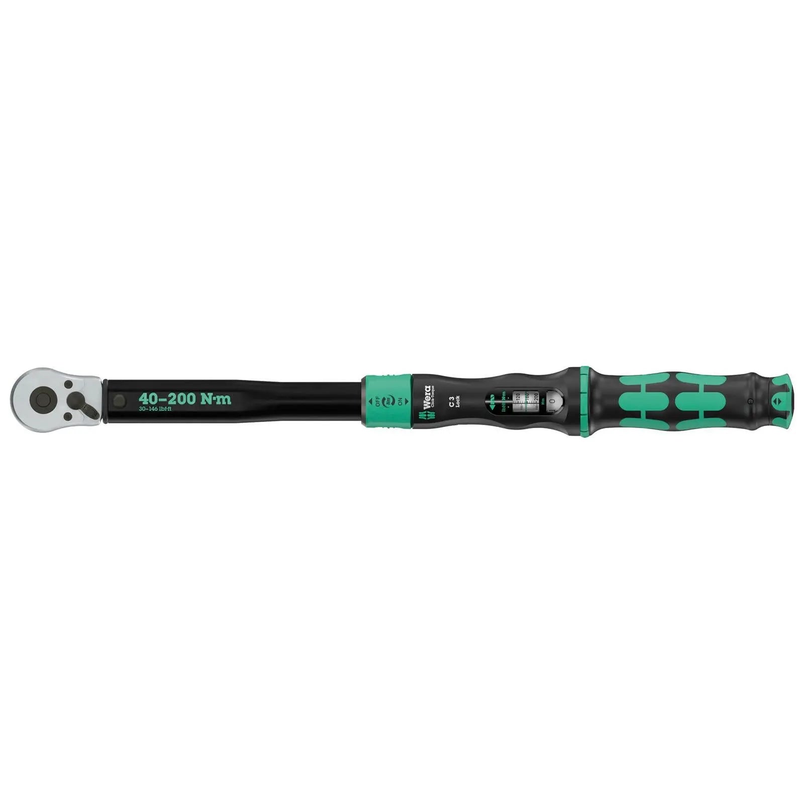 Wera Click Torque Lock Wrench C 3 Reversible Ratchet 40-200 Nm 1/2" Drive Clockwise Torque Operation  White Rose Tools