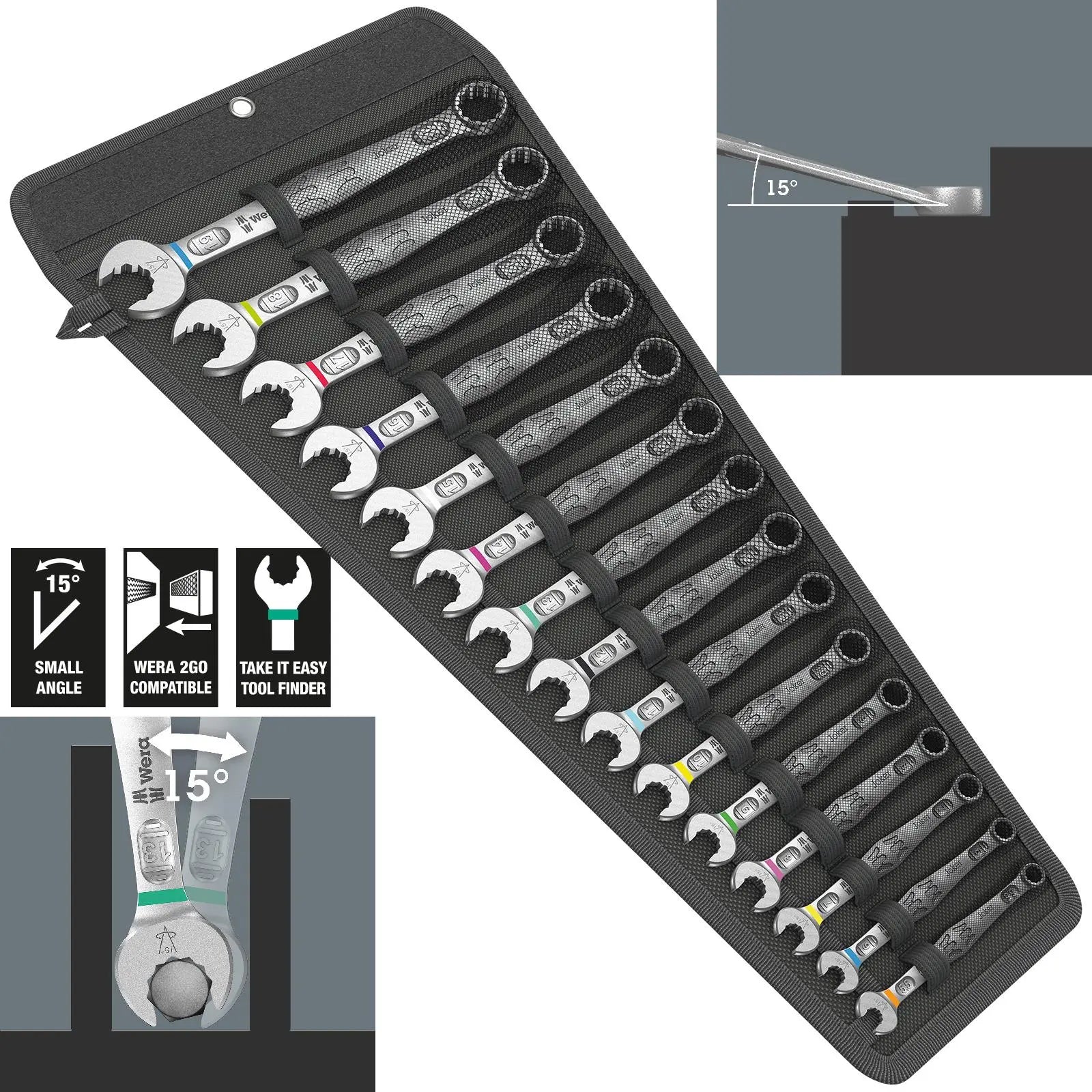 Wera Combination Spanner Wrench Set 6003 Joker 15 Set 1 Metric 15 Pieces 5.5-19mm 