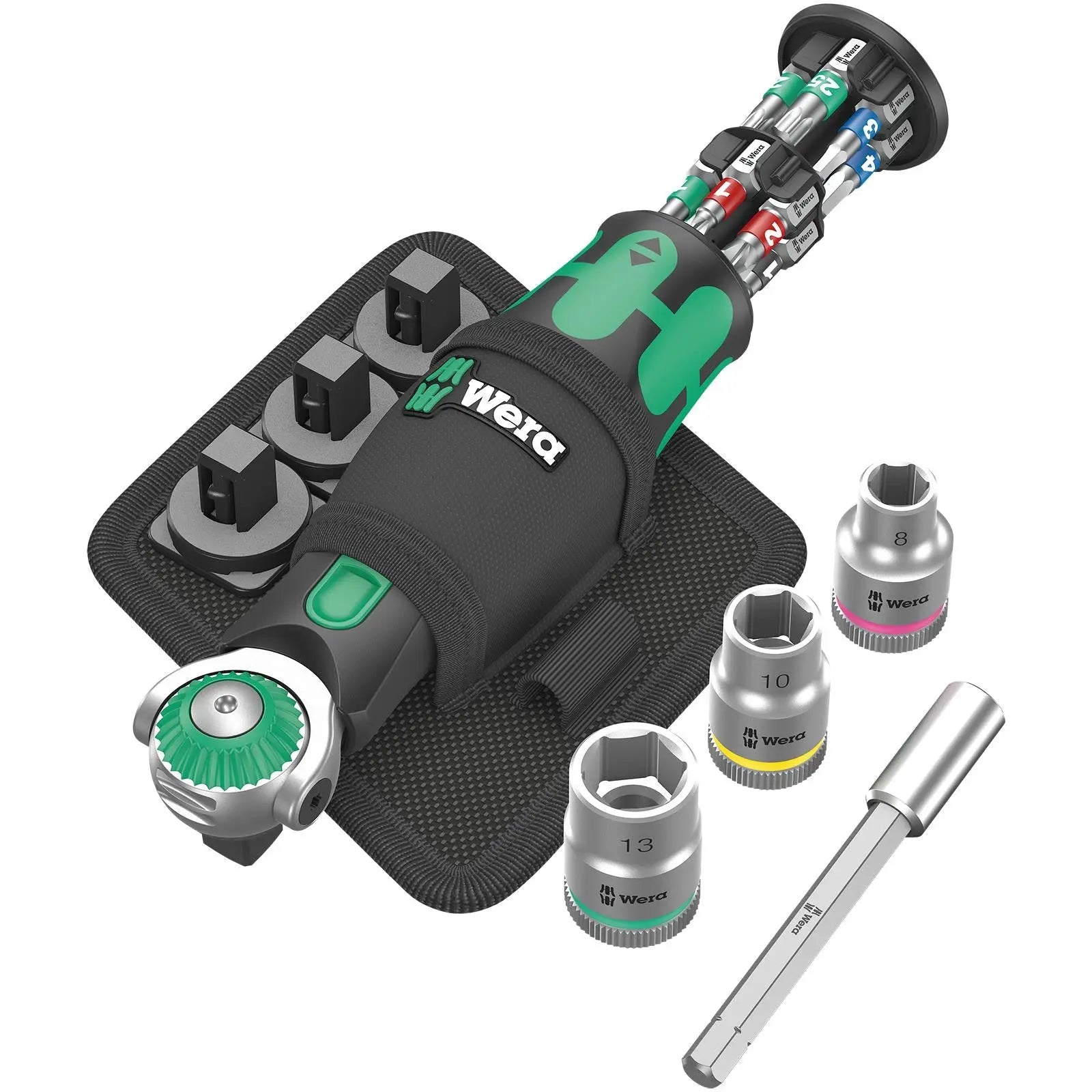 Wera Compact Screwdriver Socket Wrench Zyklop Pocket Set 2 18 Pieces 8009 3/8" Drive 1/4" Hex 