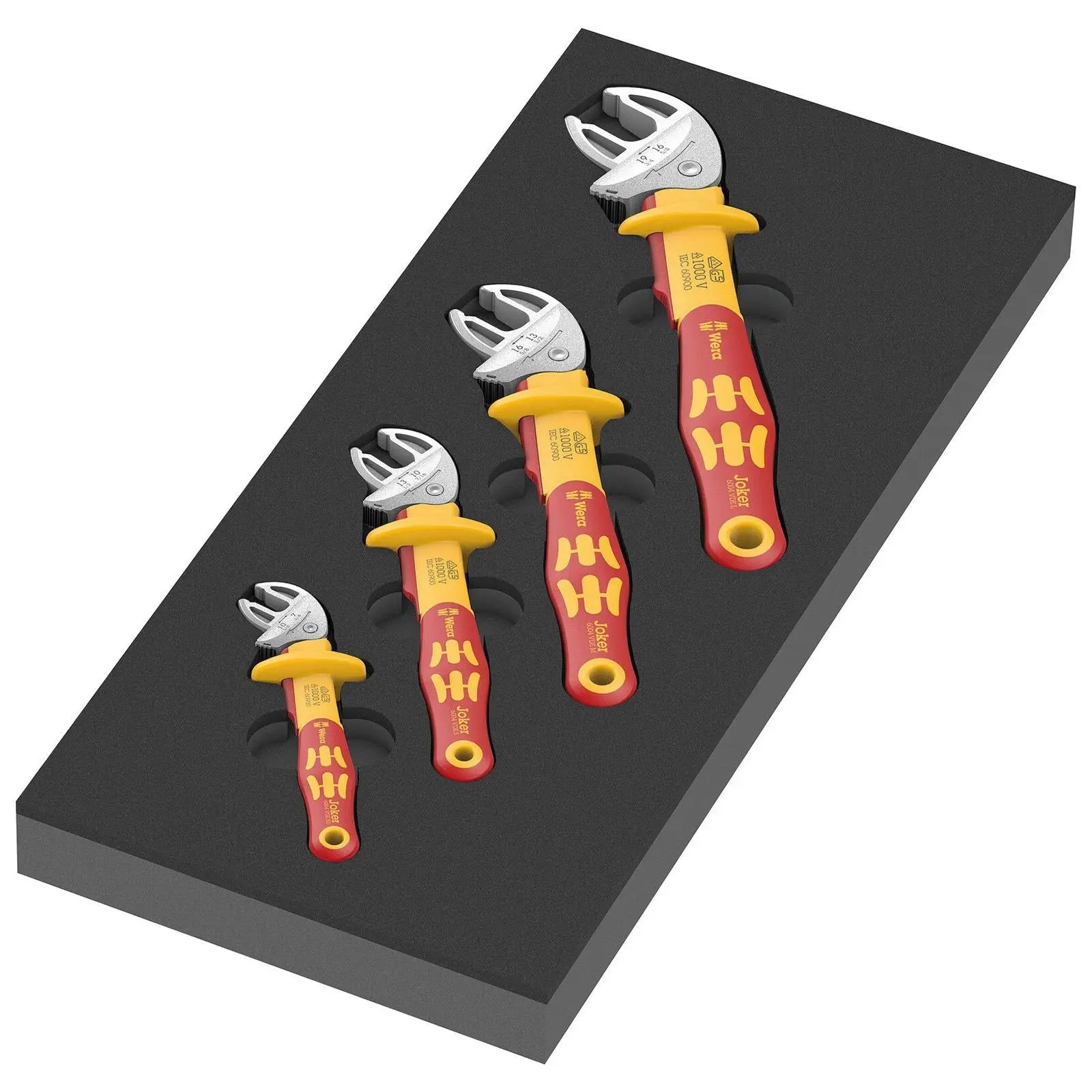 Wera Foam Insert 6004 Joker VDE Set 1 XS-L Adjustable Spanner Wrench 7-19mm Capacity 9734 4 Pieces  White Rose Tools