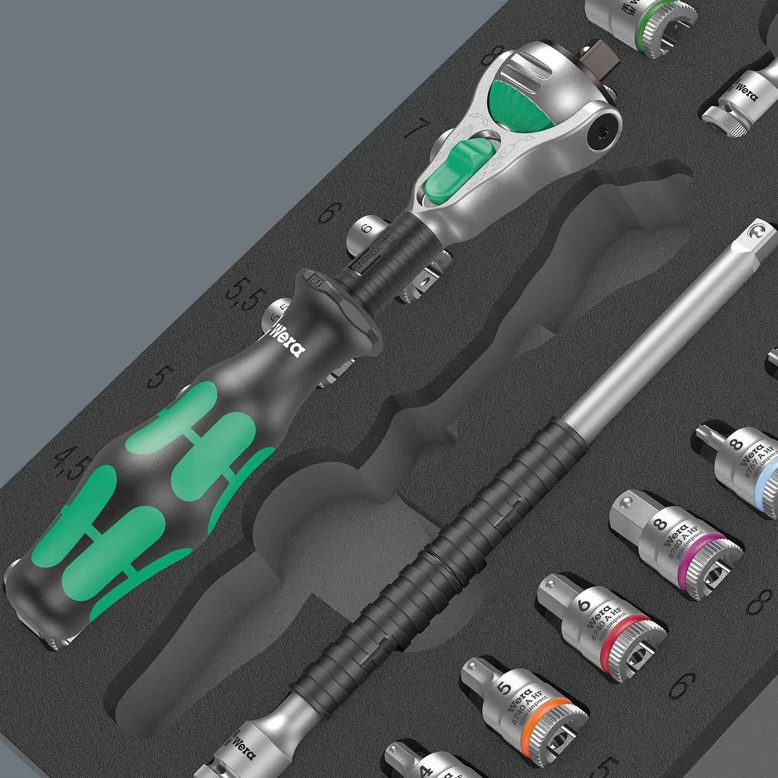 Wera Foam Insert 8000 A Zyklop 1/4" Drive Ratchet Set 1 9720 37 Pieces 