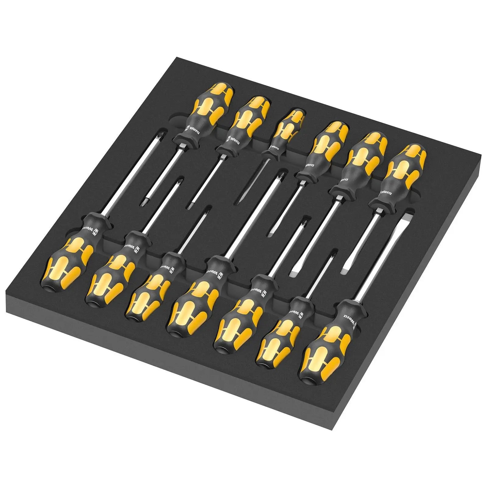 Wera Foam Insert Chiseldriver Screwdriver Set 1 Hammer Cap 9714 Phillips Pozi Torx Slotted 13 Pieces  White Rose Tools