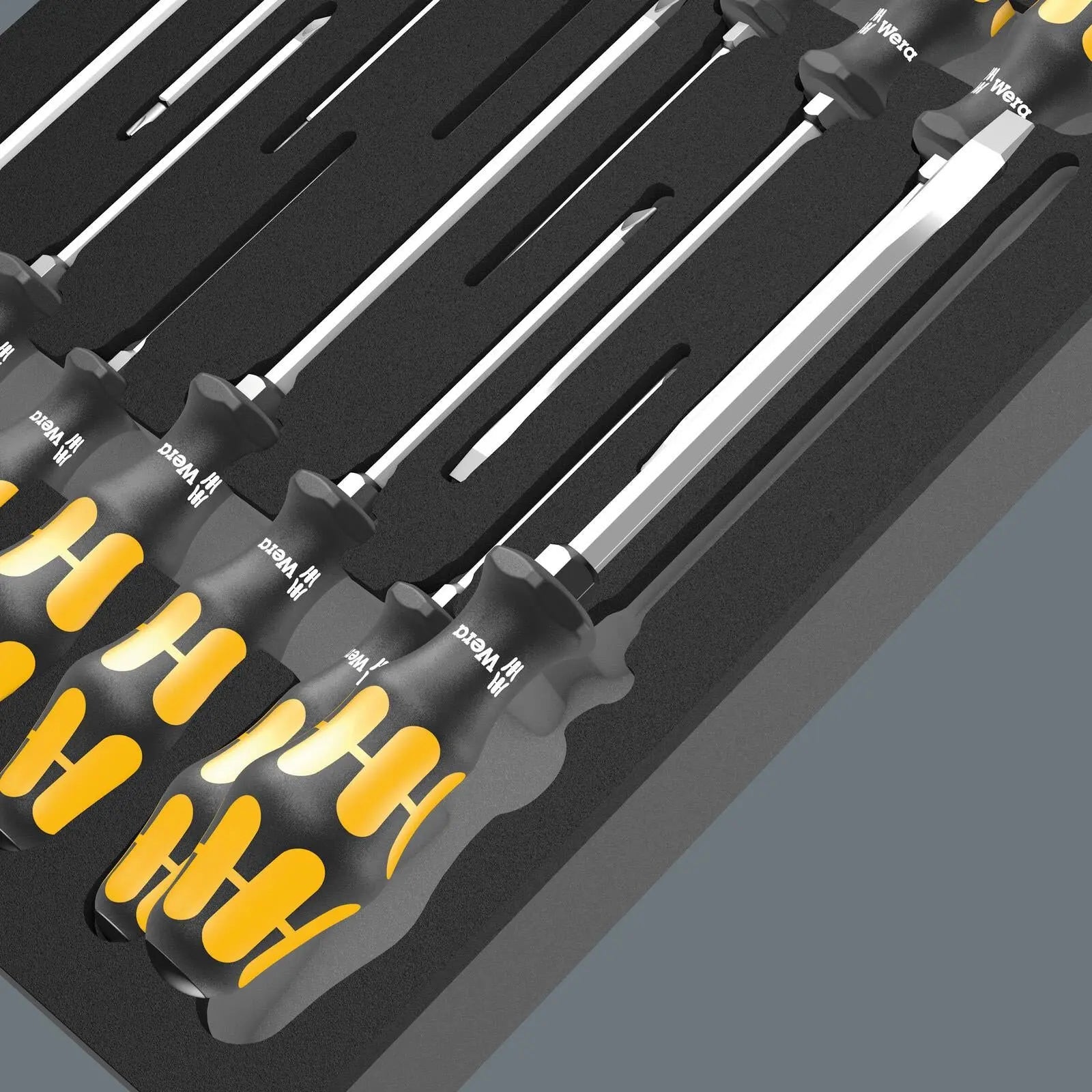 Wera Foam Insert Chiseldriver Screwdriver Set 1 Hammer Cap 9714 Phillips Pozi Torx Slotted 13 Pieces  White Rose Tools
