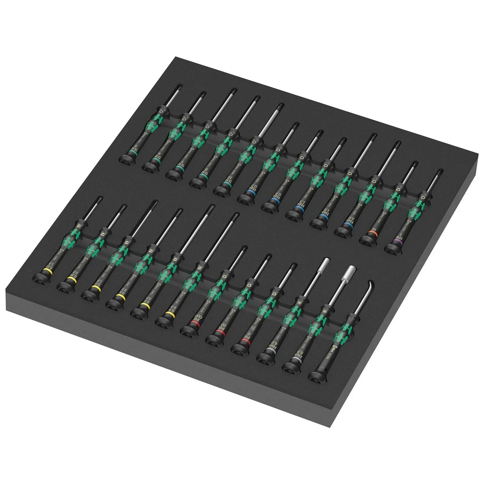 Wera Foam Insert Micro Precision Screwdriver Set 1 Kraftform 9715 Free Spin Cap 24 Pieces  White Rose Tools
