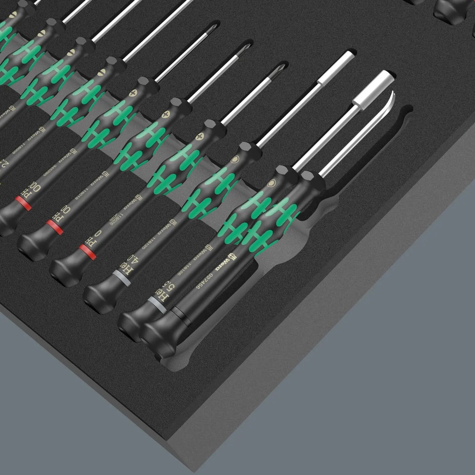 Wera Foam Insert Micro Precision Screwdriver Set 1 Kraftform 9715 Free Spin Cap 24 Pieces  White Rose Tools