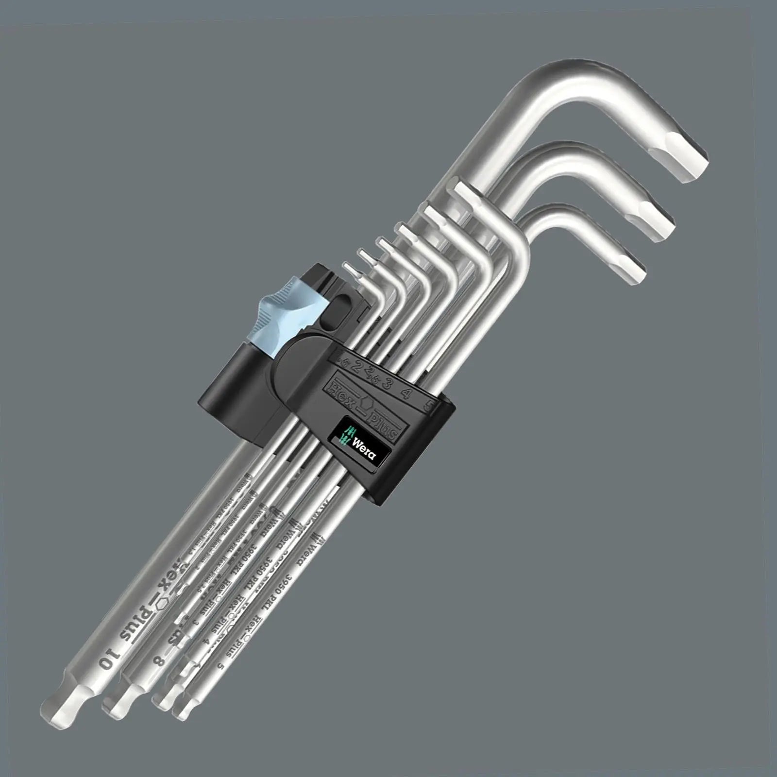 Wera Hex Key Set 3950/9 Stainless Steel 1 SB L-Key Metric 9 Piece 1.5-10mm  White Rose Tools