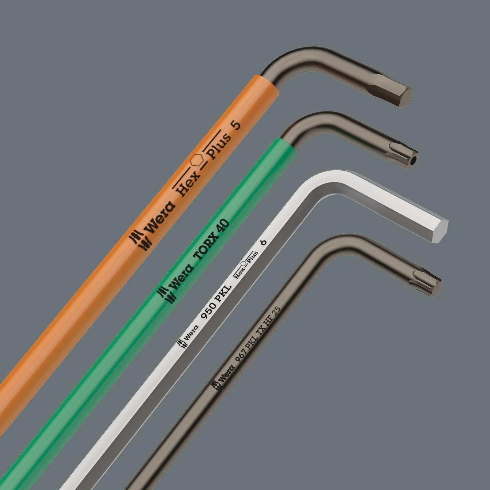 Wera Hex Key Set Stand Wall Rack 950/9 Hex Plus 8 L-Key Set Metric Chrome Plated 9 Pieces 1.5-10mm  White Rose Tools
