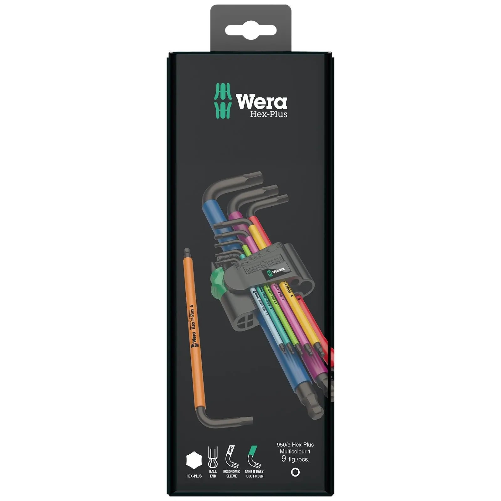 Wera Hex Plus Multicolour Metric 1 SB 950/9 L Key Set BlackLaser 9 Piece 1.5-10mm 