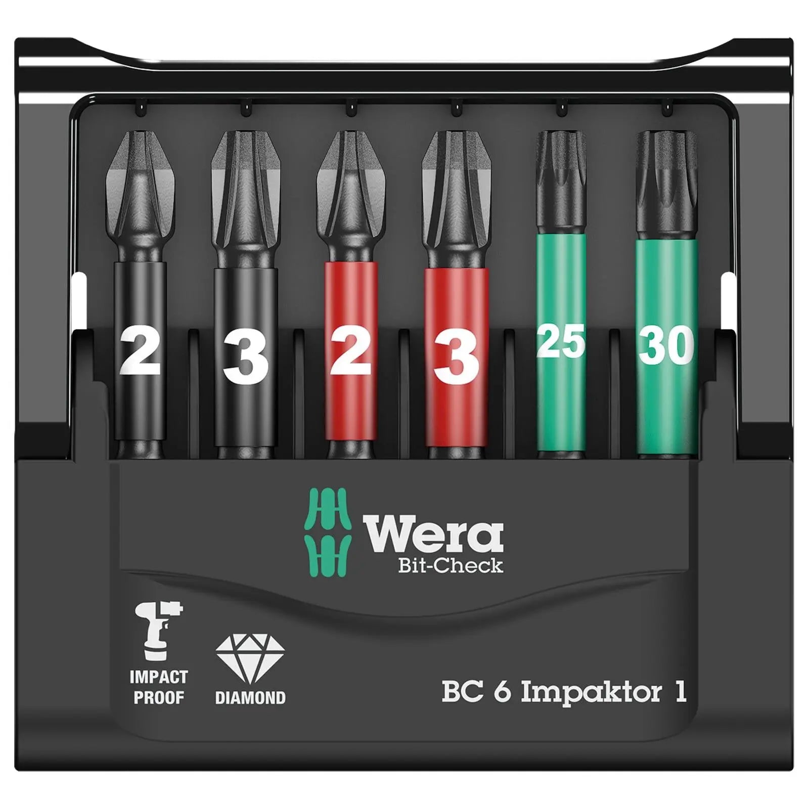 Wera Impact Screwdriver Bit Set Bit Check 6 Impaktor 1 PH PZ TX 6 Pieces 