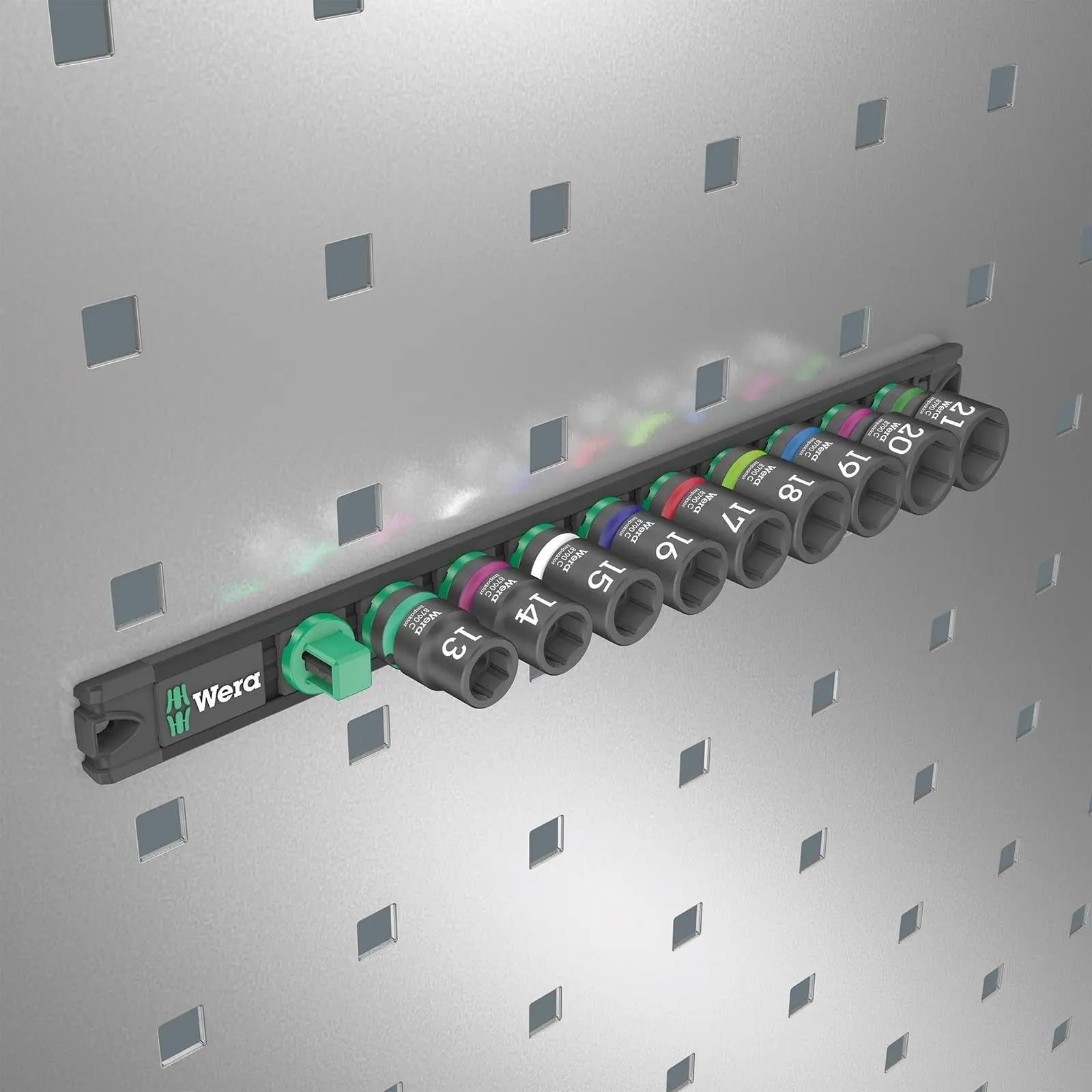 Wera Impact Socket Set 1/2" Drive on Magnetic Socket Rail C Impaktor 1 Zyklop 9 Pieces Metric 13-21mm 
