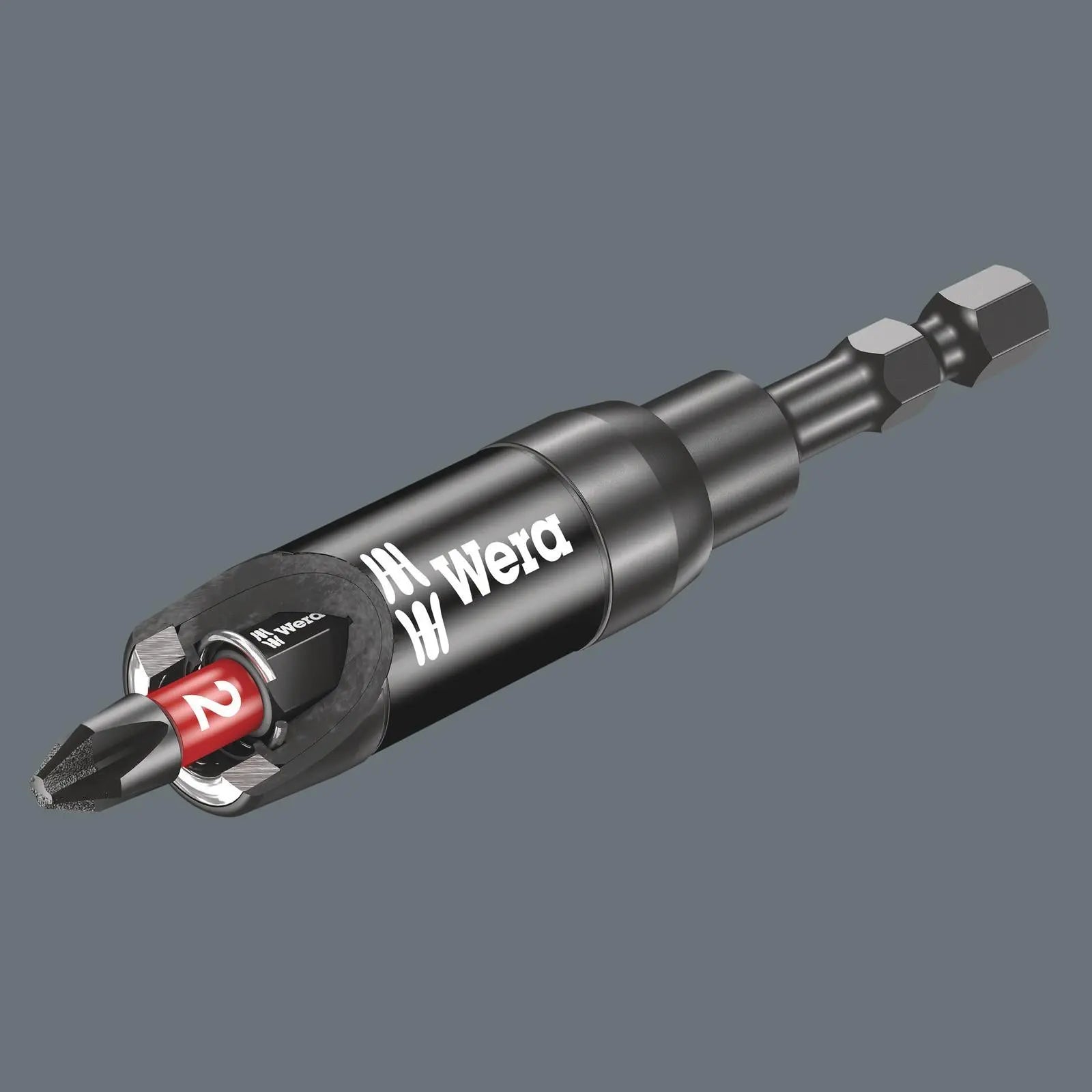 Wera Impaktor Impact Bit Holder with Retaining Ring and Ring Magnet 897/4 IMP R 1/4" Hex 75mm  White Rose Tools