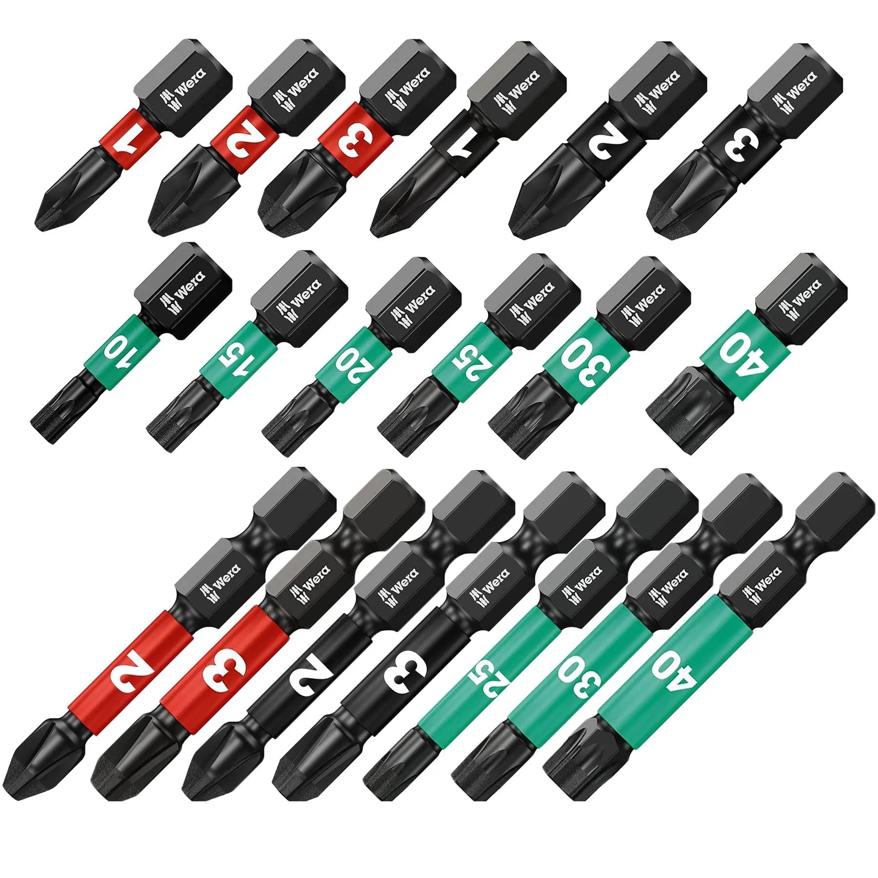 Wera Impaktor Impact Screwdriver Bits Pozi Phillips Torx Hex 25mm 50mm Length 