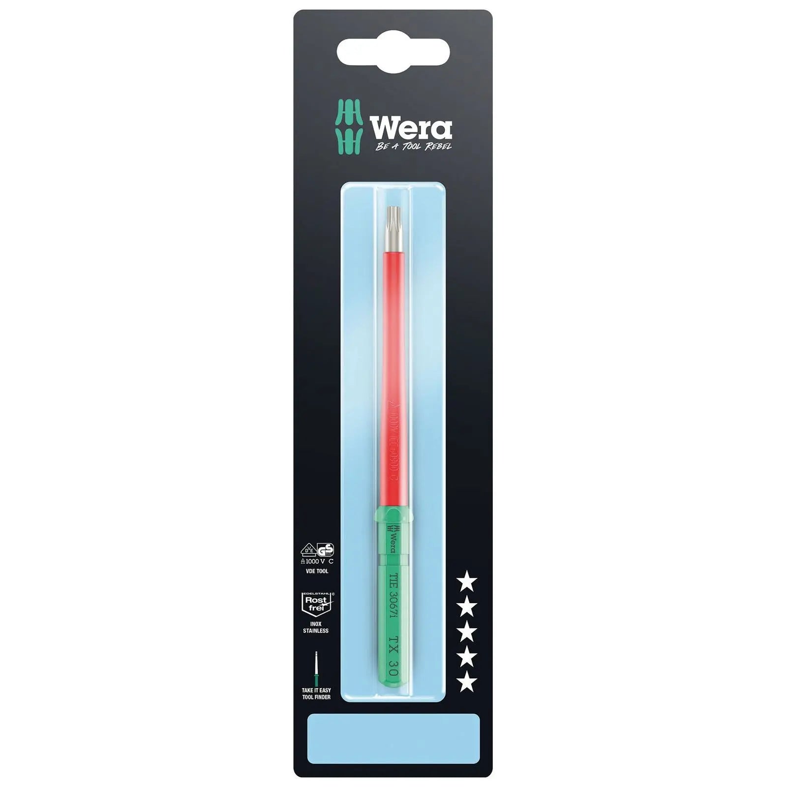 Wera Interchangeable Screwdriver Blade Kraftform Kompakt VDE Stainless Steel Take It Easy SB Colour Coded - Choose Size  White Rose Tools