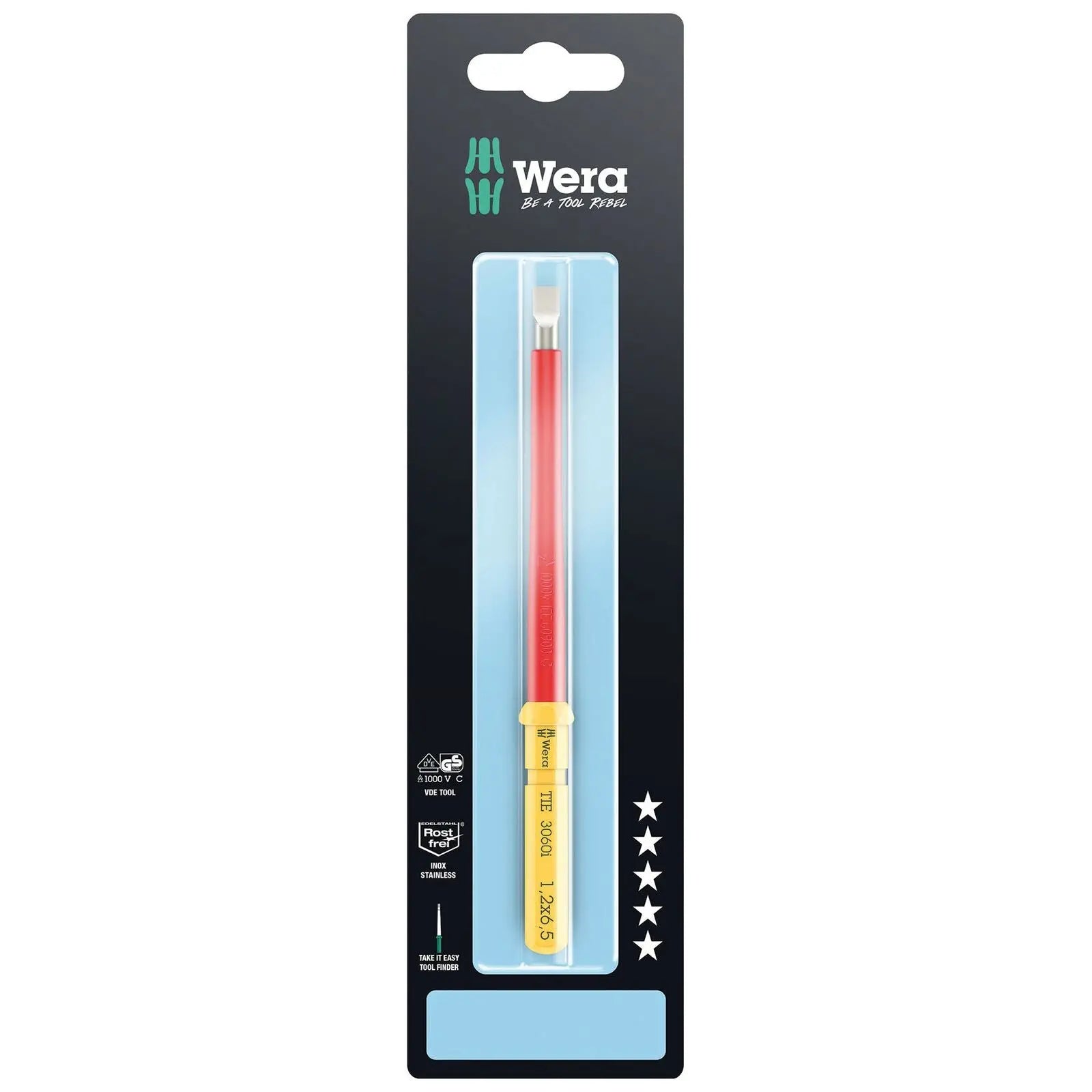 Wera Interchangeable Screwdriver Blade Kraftform Kompakt VDE Stainless Steel Take It Easy SB Colour Coded - Choose Size  White Rose Tools