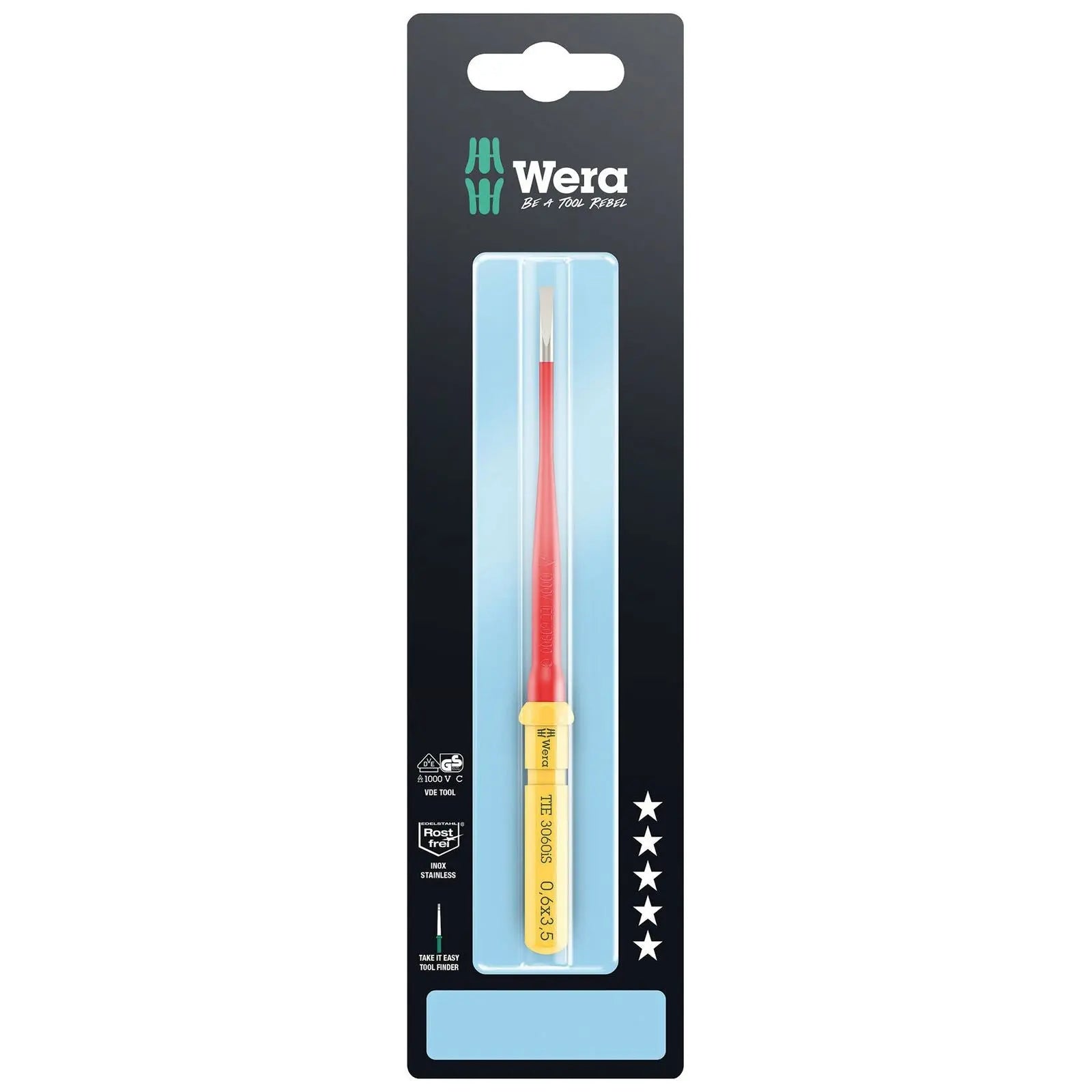 Wera Interchangeable Screwdriver Blade Kraftform Kompakt VDE Stainless Steel Take It Easy SB Colour Coded - Choose Size  White Rose Tools