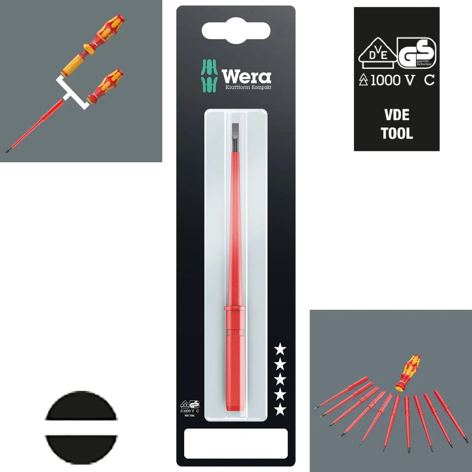 Wera Interchangeable Screwdriver Blade VDE Kraftform Kompakt Individual Phillips Pozi Slotted Torx Hex 
