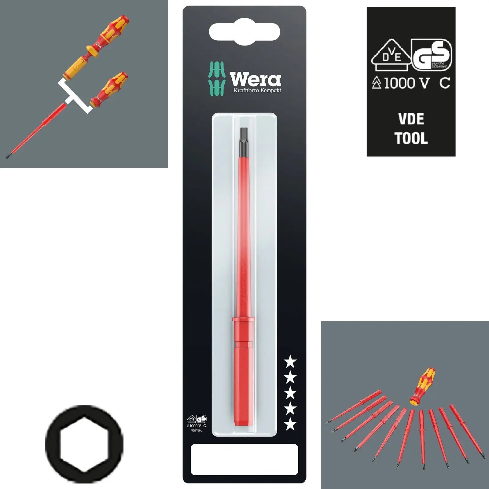 Wera Interchangeable Screwdriver Blade VDE Kraftform Kompakt Individual Phillips Pozi Slotted Torx Hex 