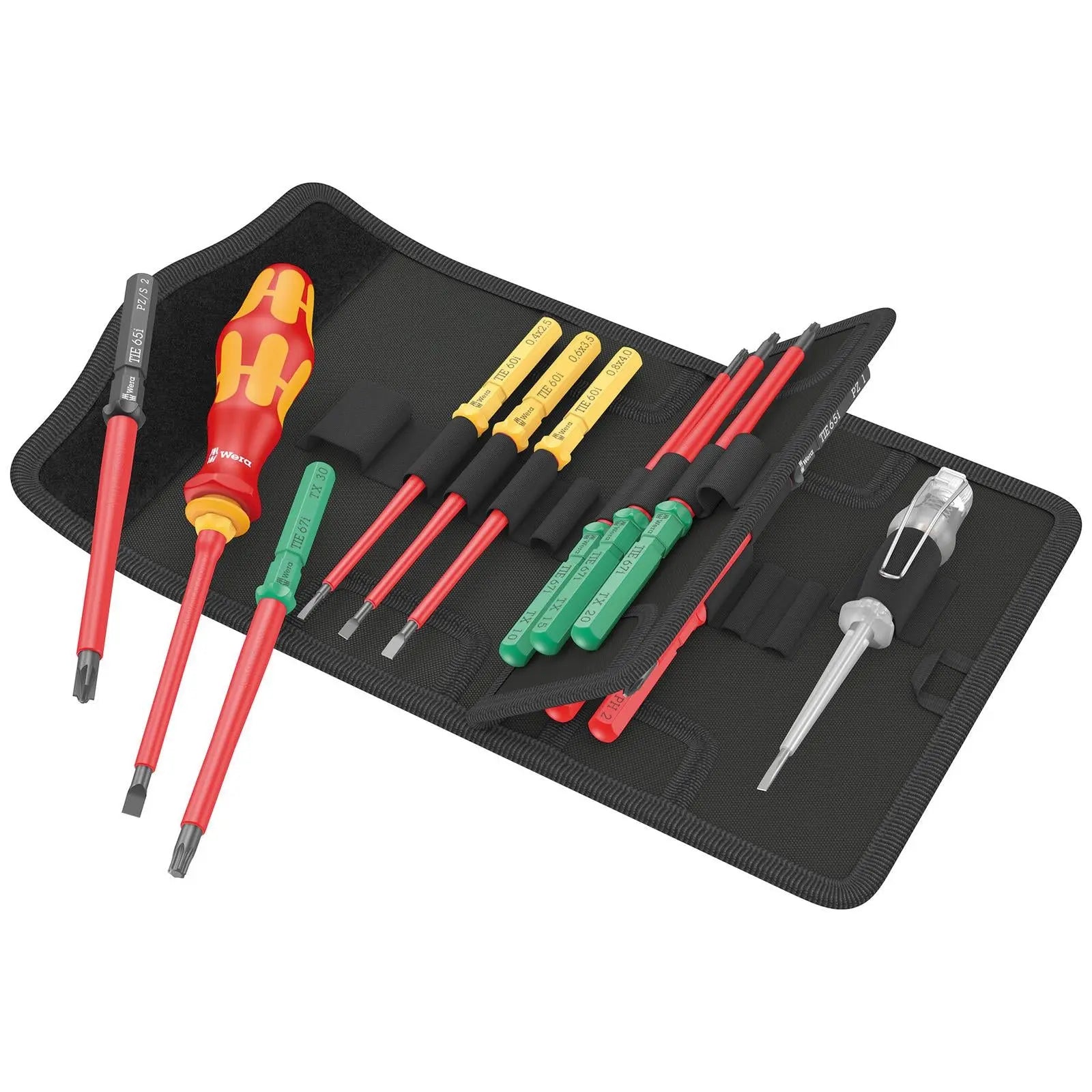 Wera Interchangeable VDE Screwdriver Set Kraftform Kompakt VDE 16 Universal 1 Tool Finder 16 Pieces  White Rose Tools