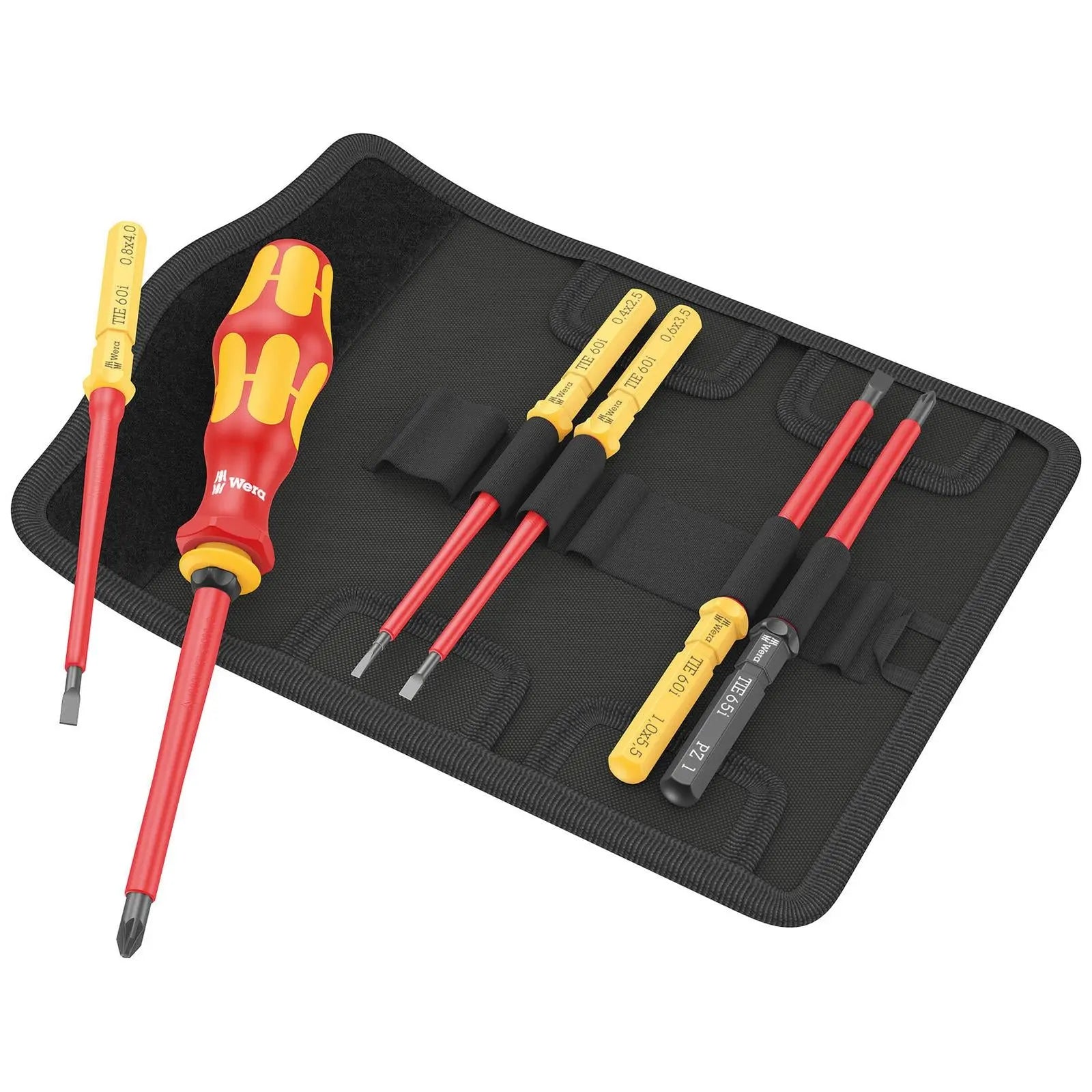 Wera Interchangeable VDE Screwdriver Set Kraftform Kompakt VDE 7 Universal 2 Tool Finder 7 Pieces Pozi Slotted  White Rose Tools