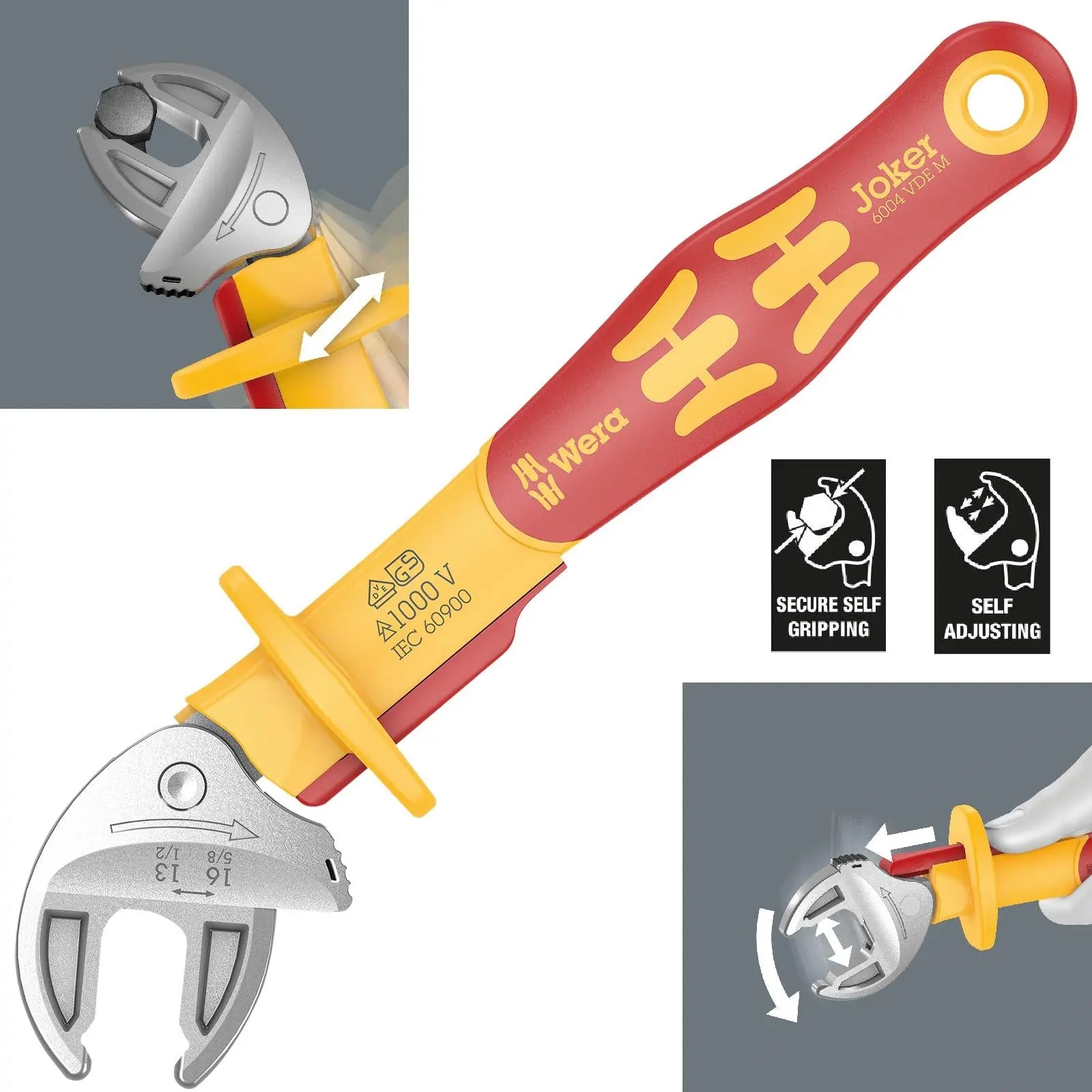 Wera Joker VDE M 6004 Insulated Self Setting Adjustable Spanner 13-16mm  White Rose Tools
