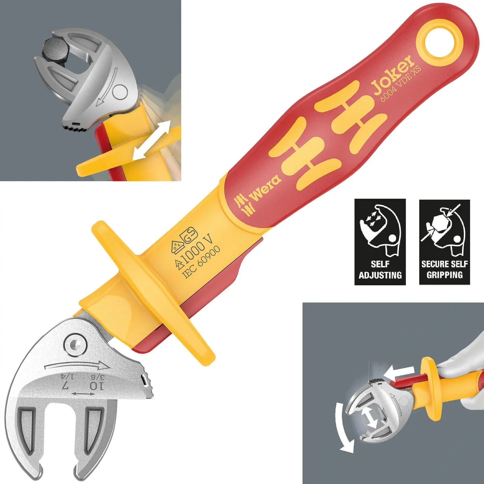 Wera Joker VDE XS 6004 Insulated Self Setting Adjustable Spanner 7-10mm  White Rose Tools