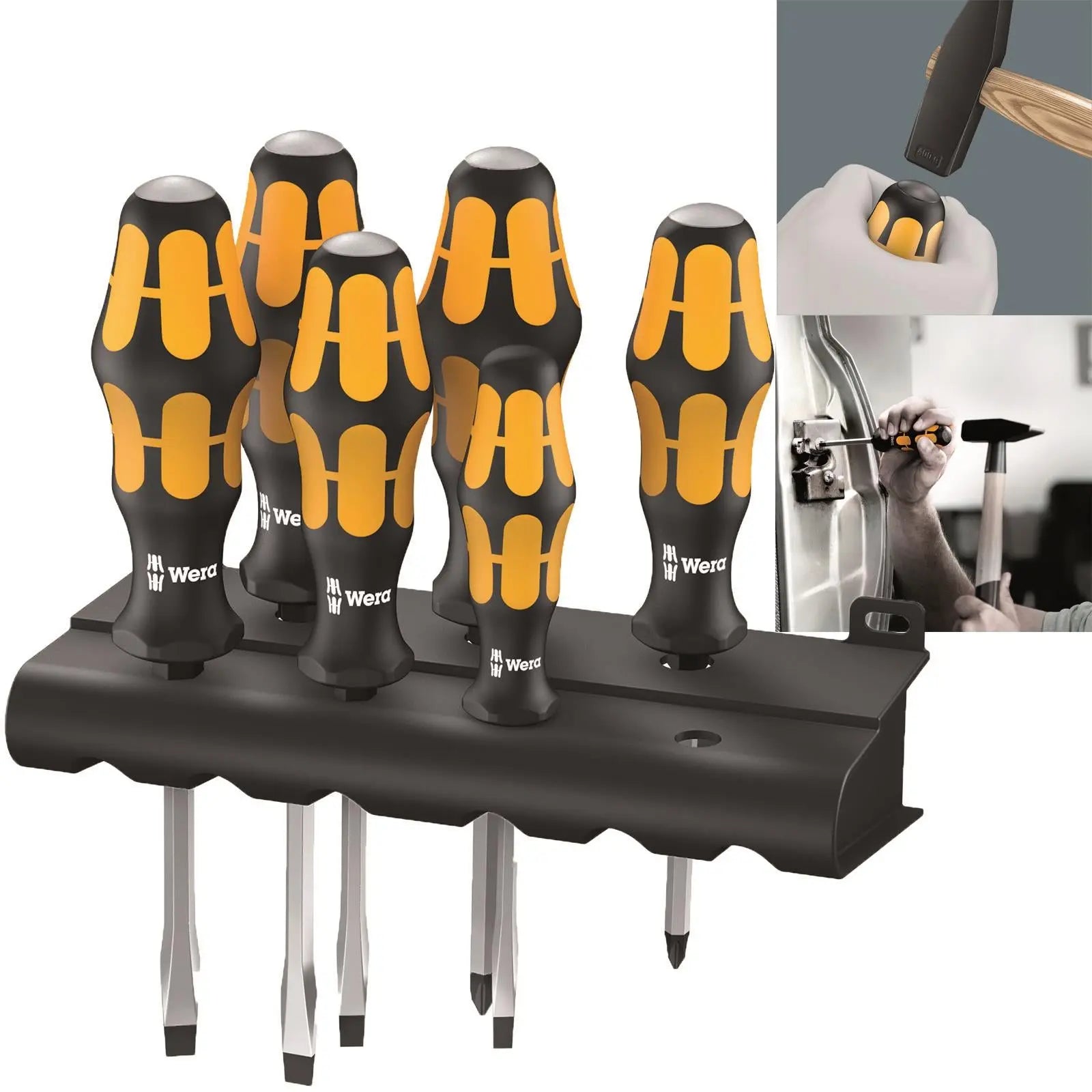 Wera Kraftform Chiseldriver Screwdriver Set and Rack 6 Piece Pozi Slotted 