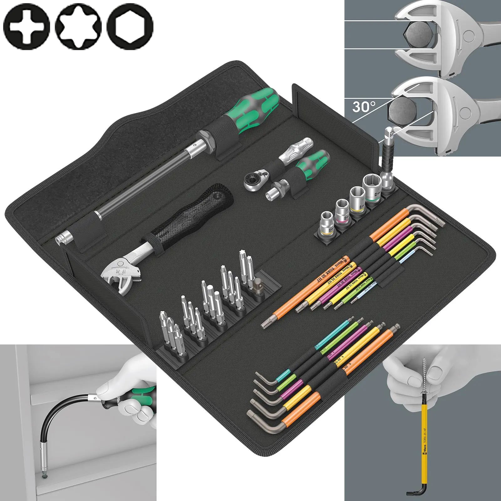 Wera Kraftform Kompakt F 1 Screwdriver Hex Key Tool Set for Window Intallation 35 Piece 