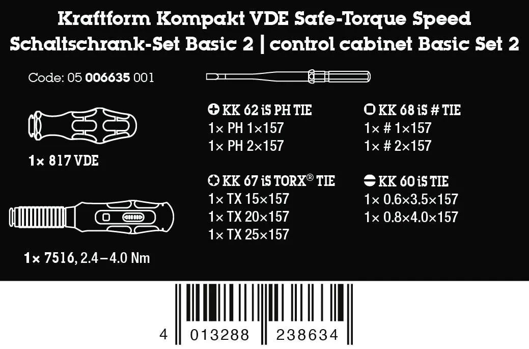Wera Kraftform Kompakt VDE Safe Torque Speed Switch Cabinet Set Basic 2, 11 Pieces  White Rose Tools