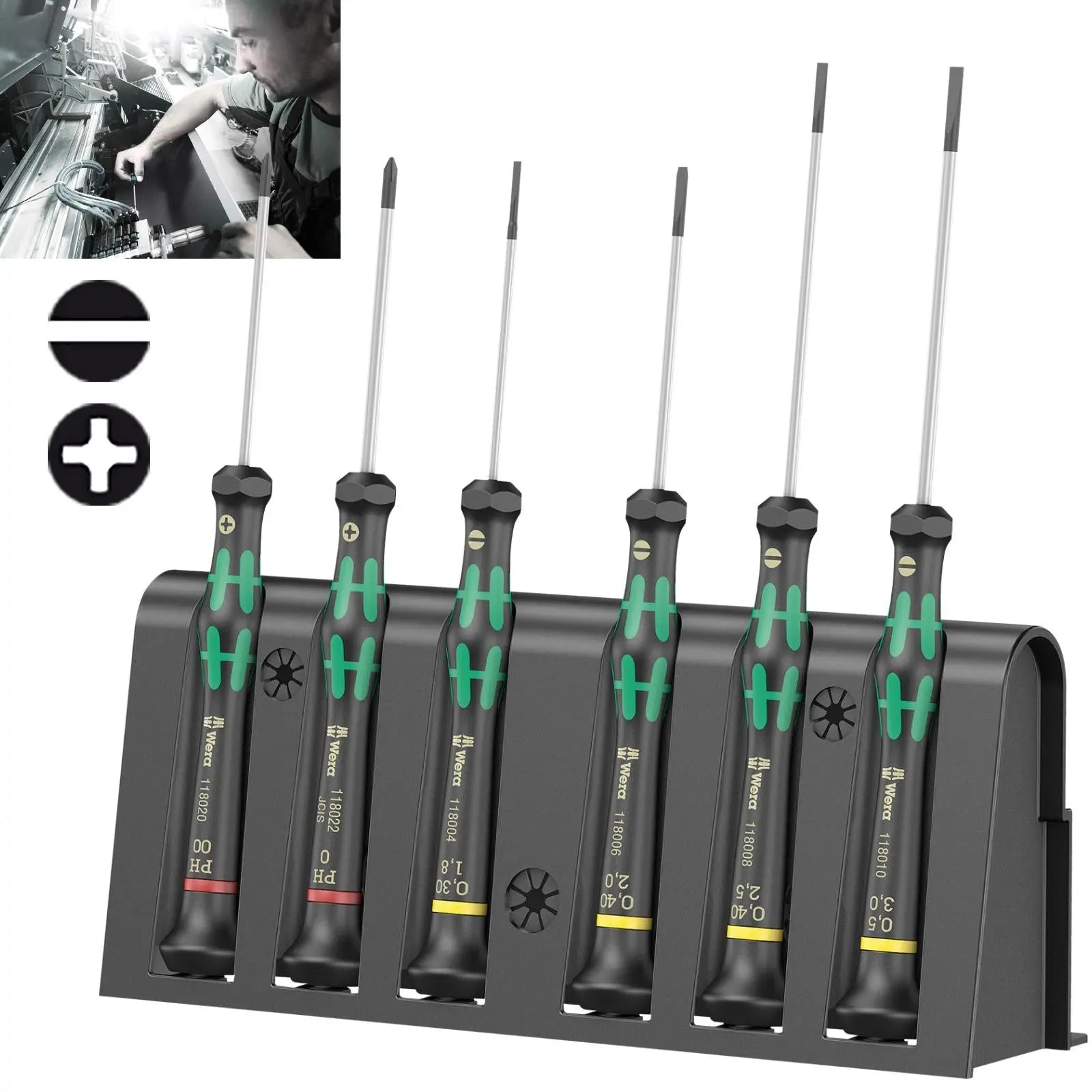 Wera Kraftform Micro Screwdriver Set 6 Piece Phillips Slotted 2035/6 A 