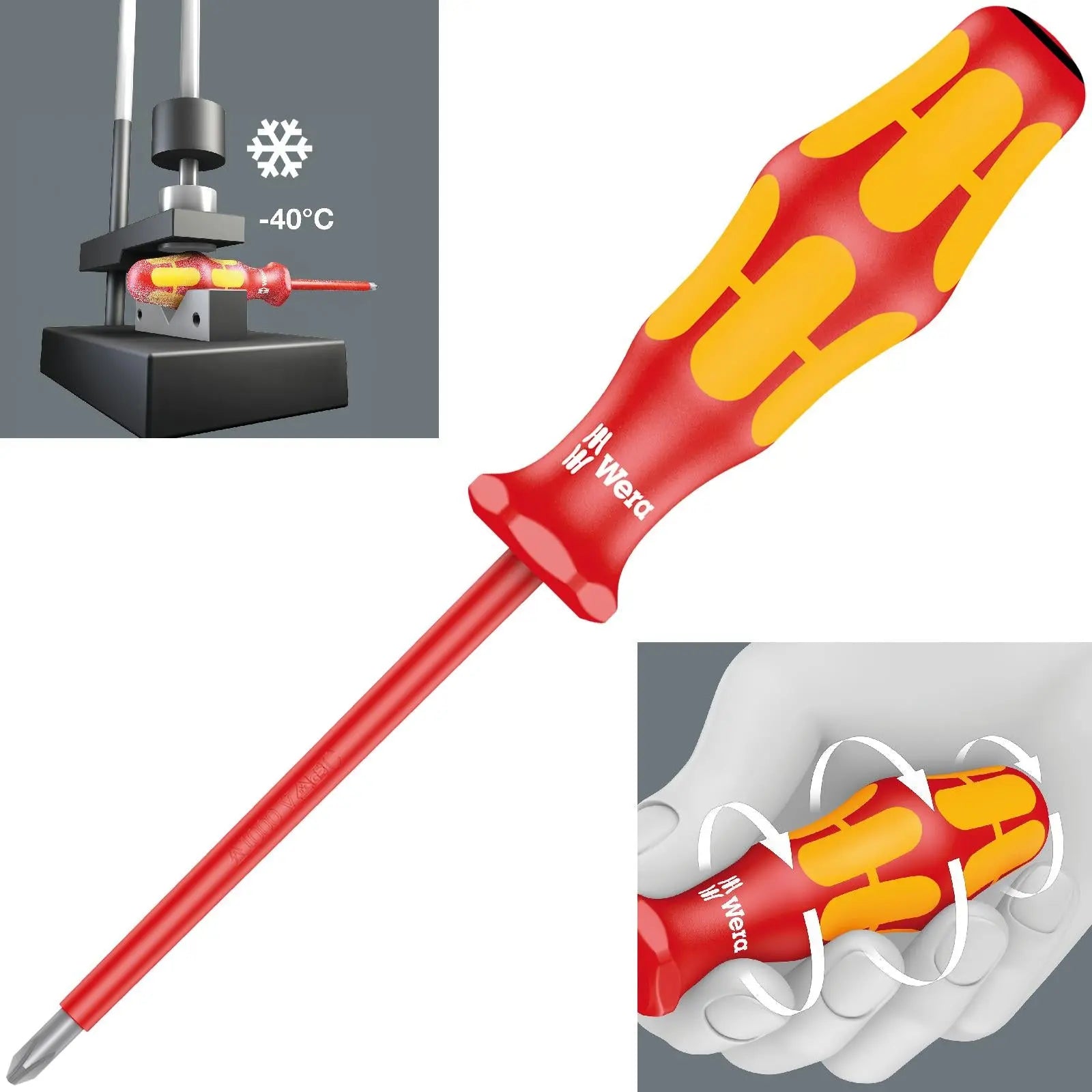 Wera Kraftform Plus VDE Insulated Screwdriver 165i 10,000V Pozi 