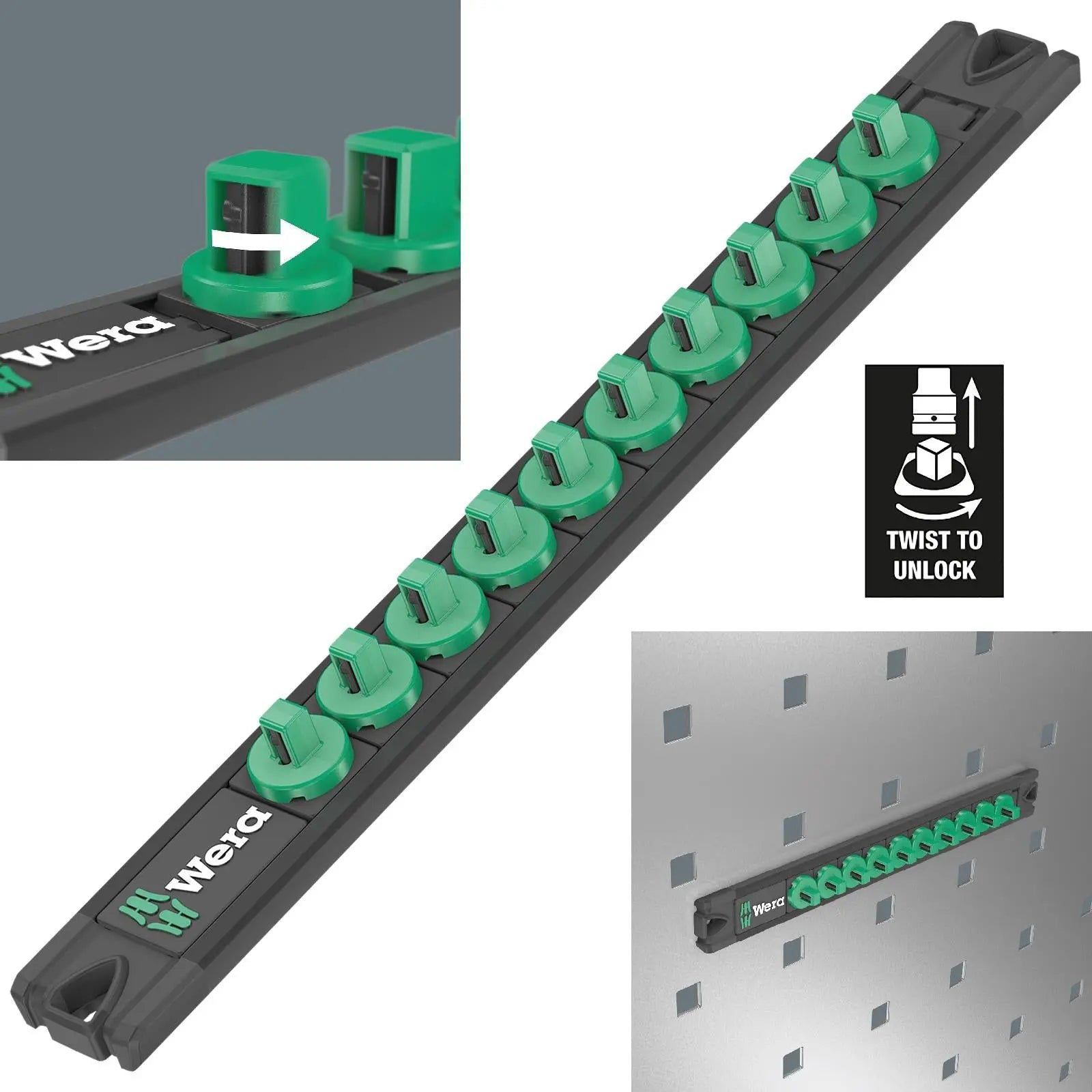 Wera 05136422001 9602 Magnetic Socket Rail, 1/2", 10 Location, Unloade Wera 05136422001 9602 Magnetic Socket Rail, 1/2", 10 Location, Unloade