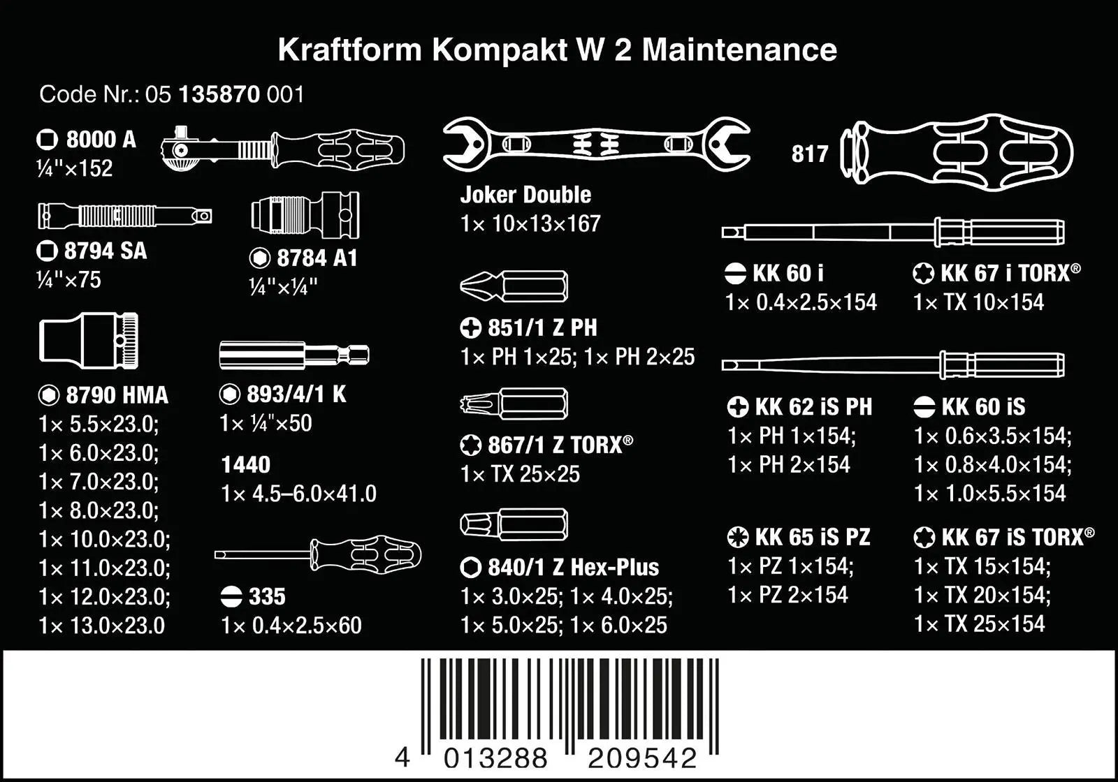 Wera Maintenance Set Ratchet Screwdriver Socket Kit Kraftform Kompakt W 2 35 Pieces  White Rose Tools