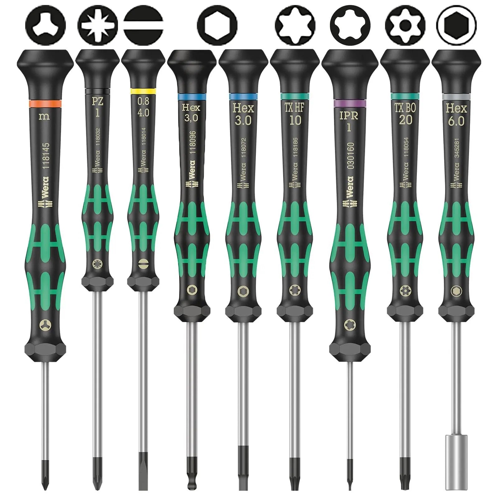 Wera Micro Precision Screwdrivers Kraftform Series Slotted Phillips