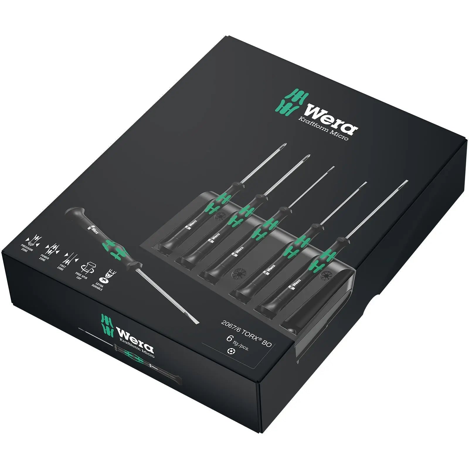 Wera Micro Screwdriver Set Kraftform TORX BO Tamper-Proof Screws 2067/6 6 Piece TX7-TX20 