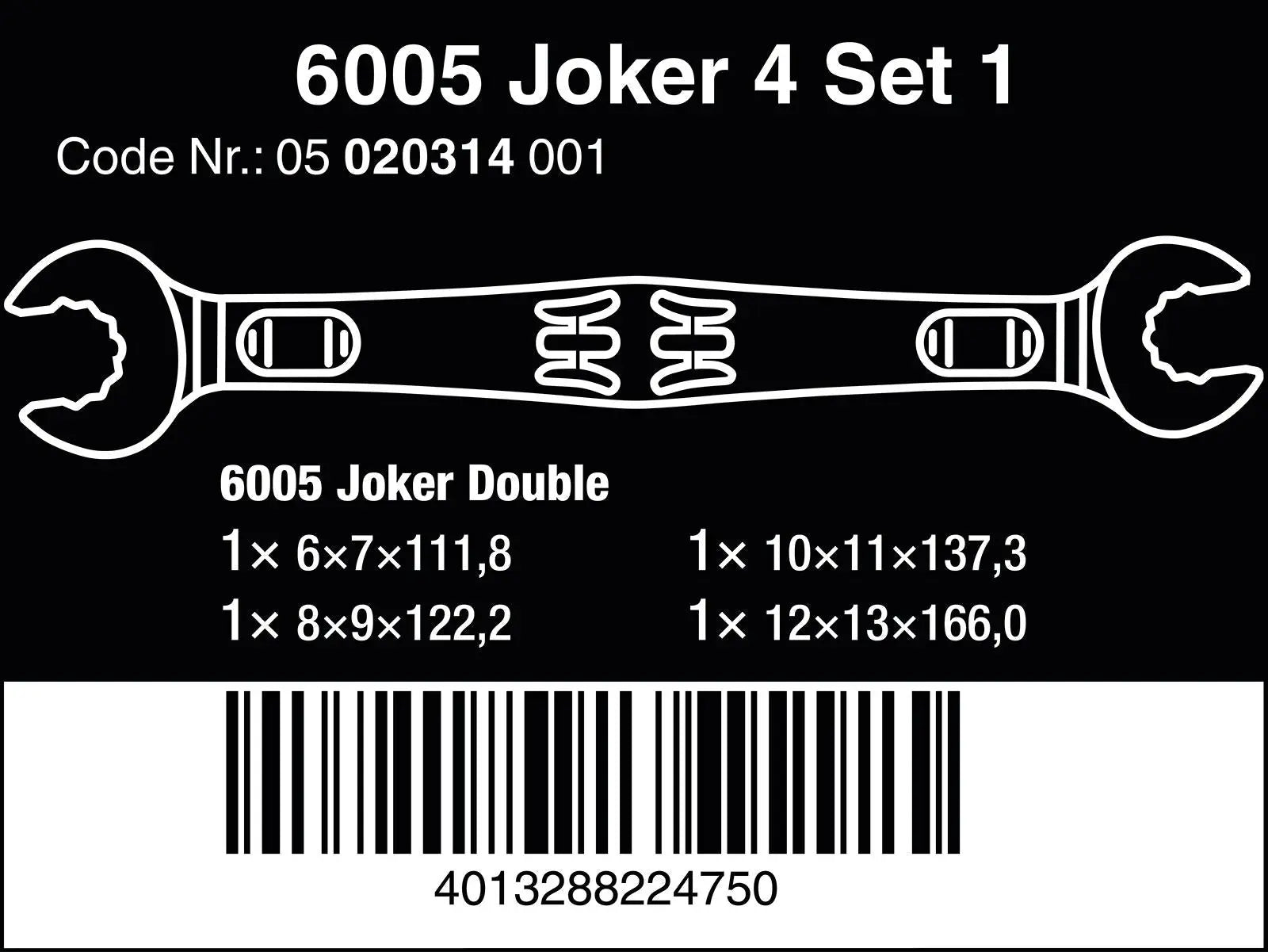 Wera Open Ended Spanner Wrench Set 4 Piece 6-13mm 6005 Joker 4 Set 1  White Rose Tools