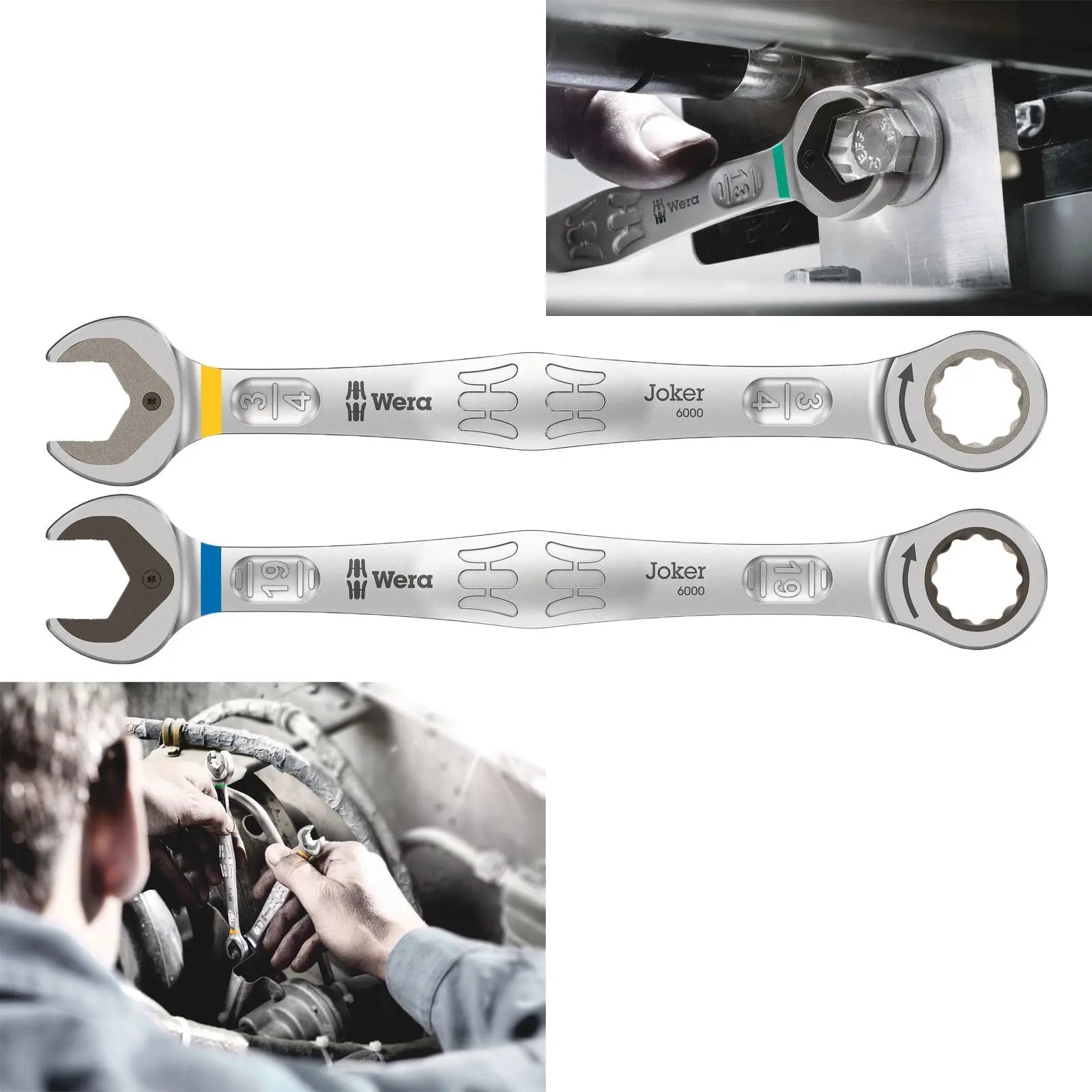 Wera Ratchet Combination Spanner Wrench 6000 Joker Metric Imperial Open End Ring Choose Size  White Rose Tools