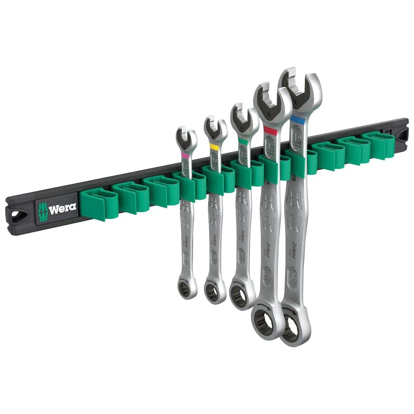 Wera Ratchet Combination Spanner Wrench Set 6000 Joker 2 9631 Magnetic Rail 5 Pieces 8-19mm  White Rose Tools