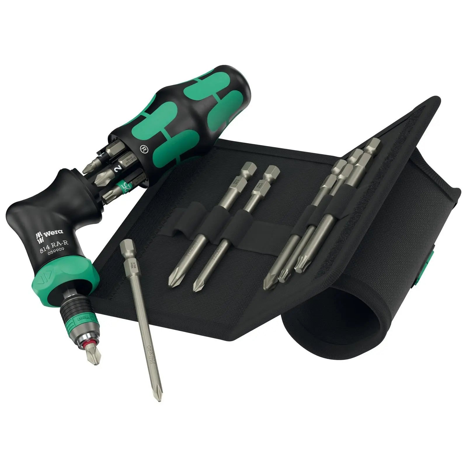 Wera Ratchet Screwdriver Kraftform Kompakt Pistol RA-R 2 with Holster 13 Pieces PH PZ TX  White Rose Tools