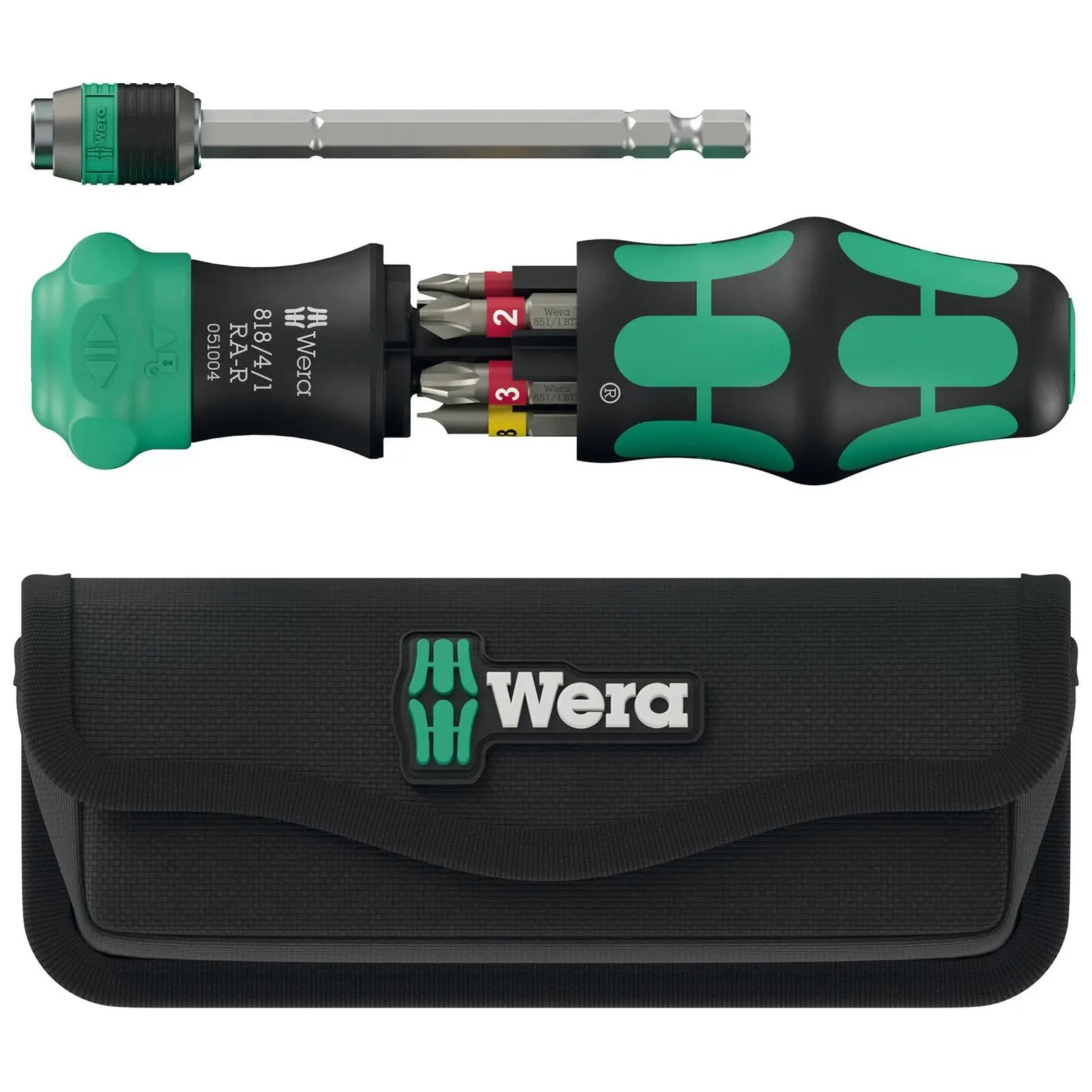 Wera Ratchet Screwdriver Set Kraftform Kompakt 25 RA-R with Pouch 6 Pieces PH SL  White Rose Tools