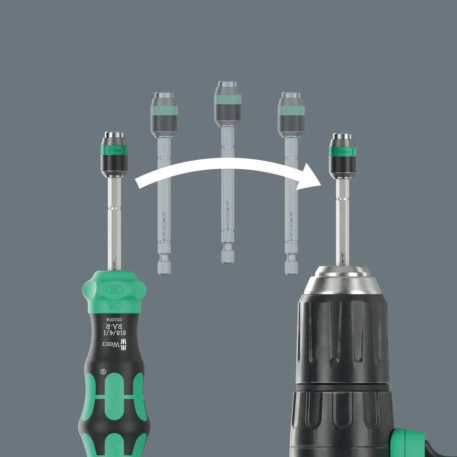 Wera Ratchet Screwdriver Set Kraftform Kompakt 26 RA-R with Pouch 6 Pieces PH SL SQ  White Rose Tools