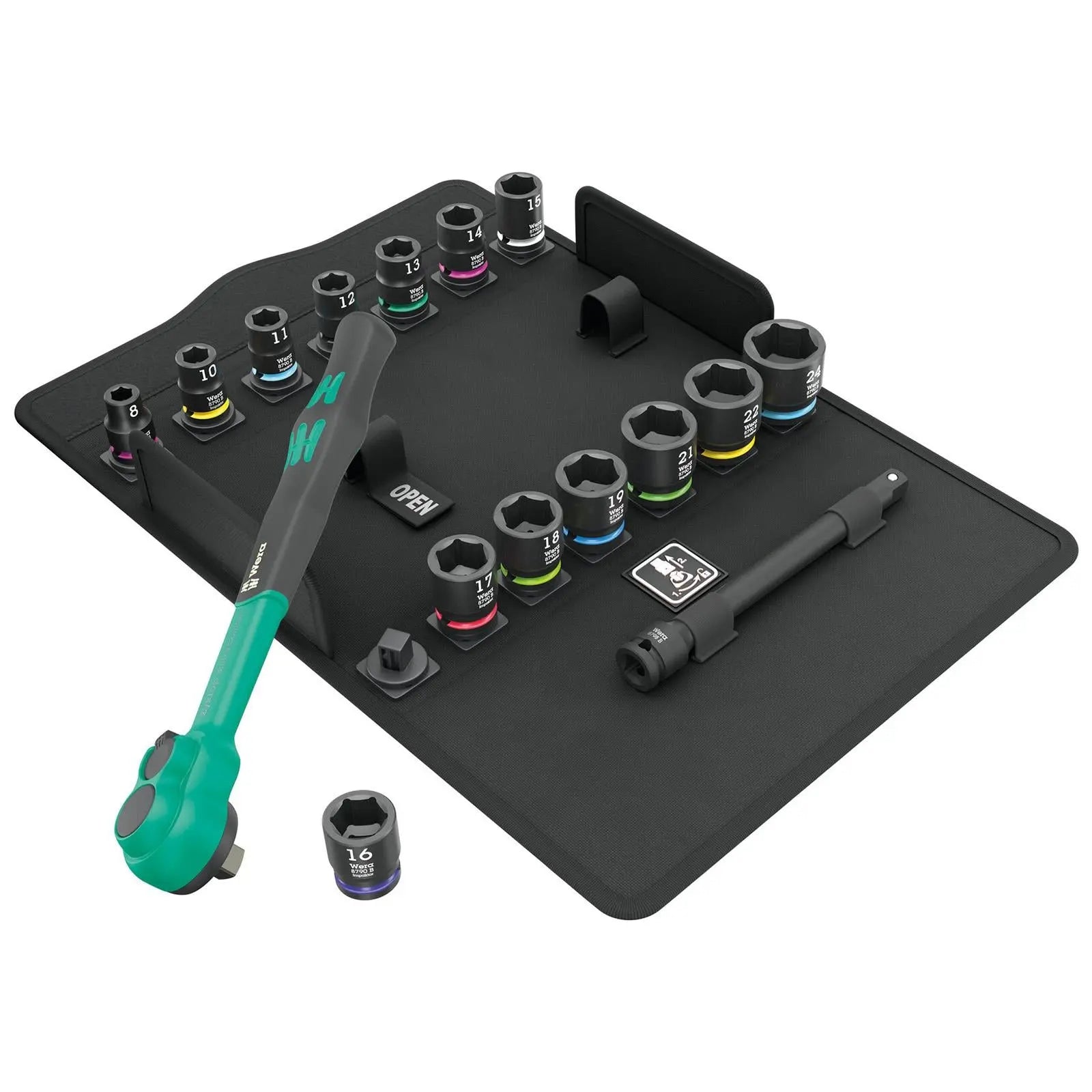 Wera Ratchet Socket Set 3/8" Drive 16 Piece 8100 SB 12 Zyklop Comfort Ratchet Set Metric 8-24mm  White Rose Tools