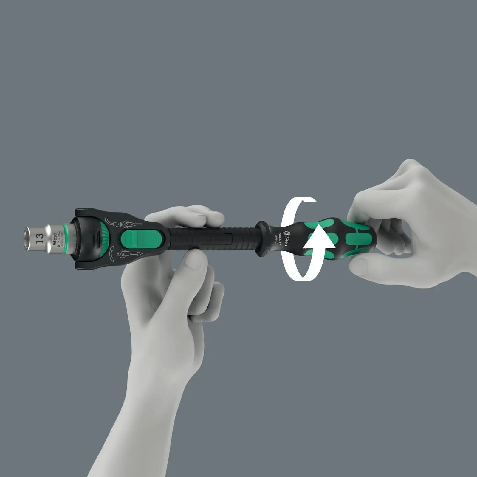 Wera Ratchet Wrench 8000 C Black Edition Zyklop Speed Ratchet with 1/2" Drive  White Rose Tools