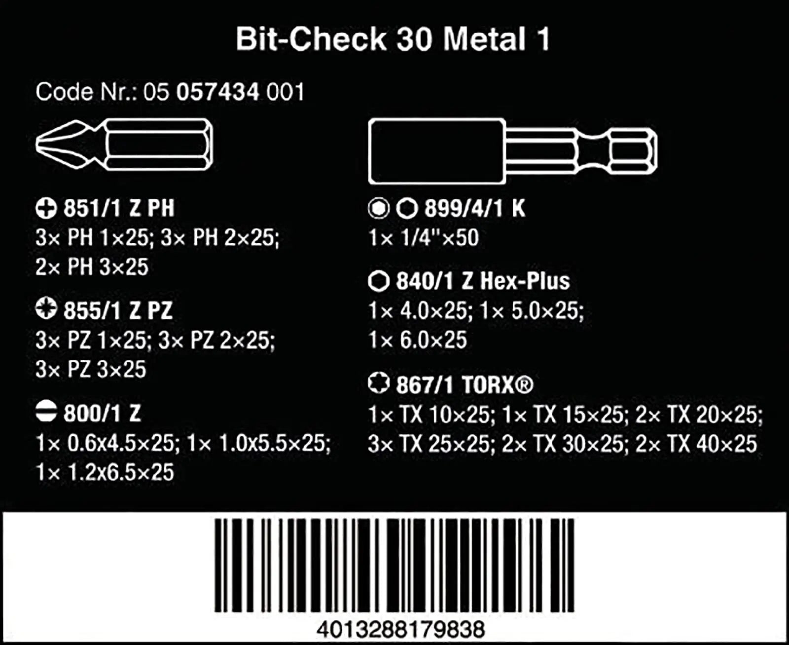 Wera Screwdriver Bit Set Bit Check 30 Metal 1 Bit Holder 30 Pieces 